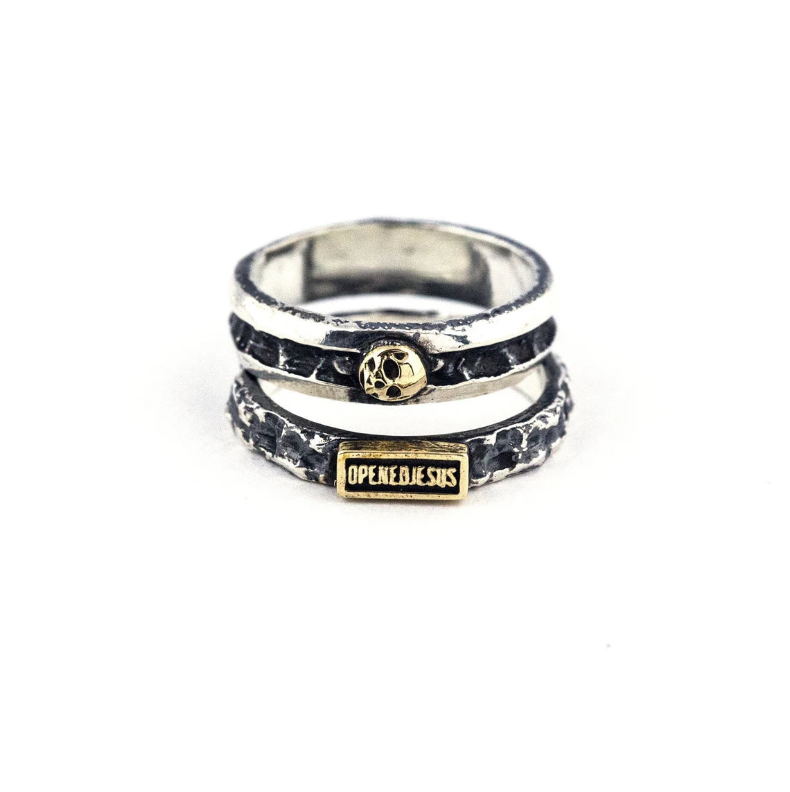 Skull Stone Stacker Ring for Women & Men - Gothic Punk Fashion Jewelry - Adjustable Stackable Rings for Daily Wear & Special Occasions