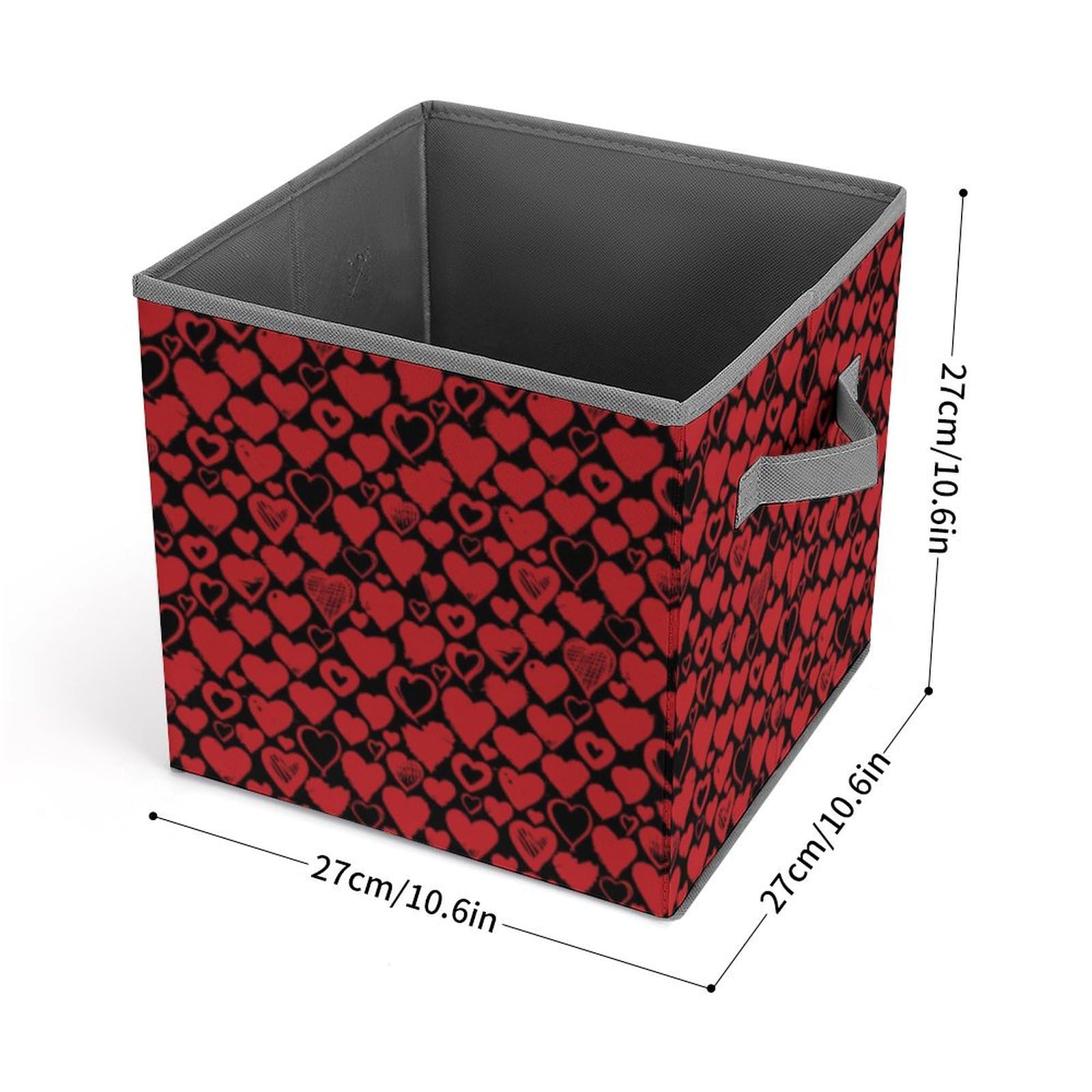 Valentine's Day Love & Hearts Foldable Storage Bins 4-Pack - Personalized Collapsible Cube Baskets with Handles (10.6 Inch) for Nursery, Closet, Shelves - Perfect for Organizing Clothes, Toys, Books & Home Decor