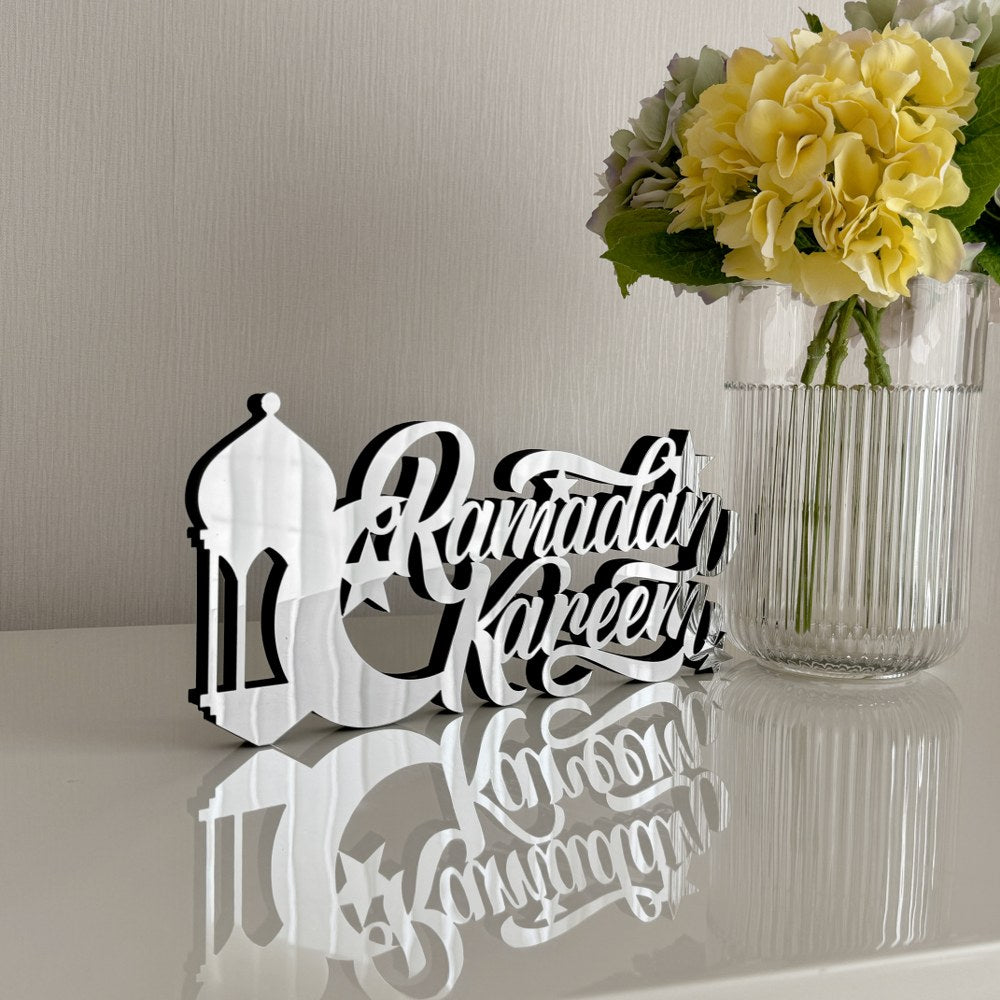 Ramadan Kareem English Calligraphy Islamic Wall Art - Elegant Arabic Calligraphy Home Decor for Muslim Holidays, Eid Gift & Prayer Room Decoration