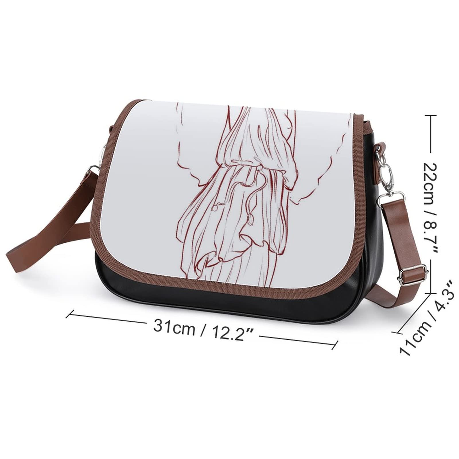 Stylish Women's Leather Crossbody Bag - Printed Casual Shoulder Messenger Purse with Goddess of Peace Design | Perfect for Daily Use, Travel & Shopping
