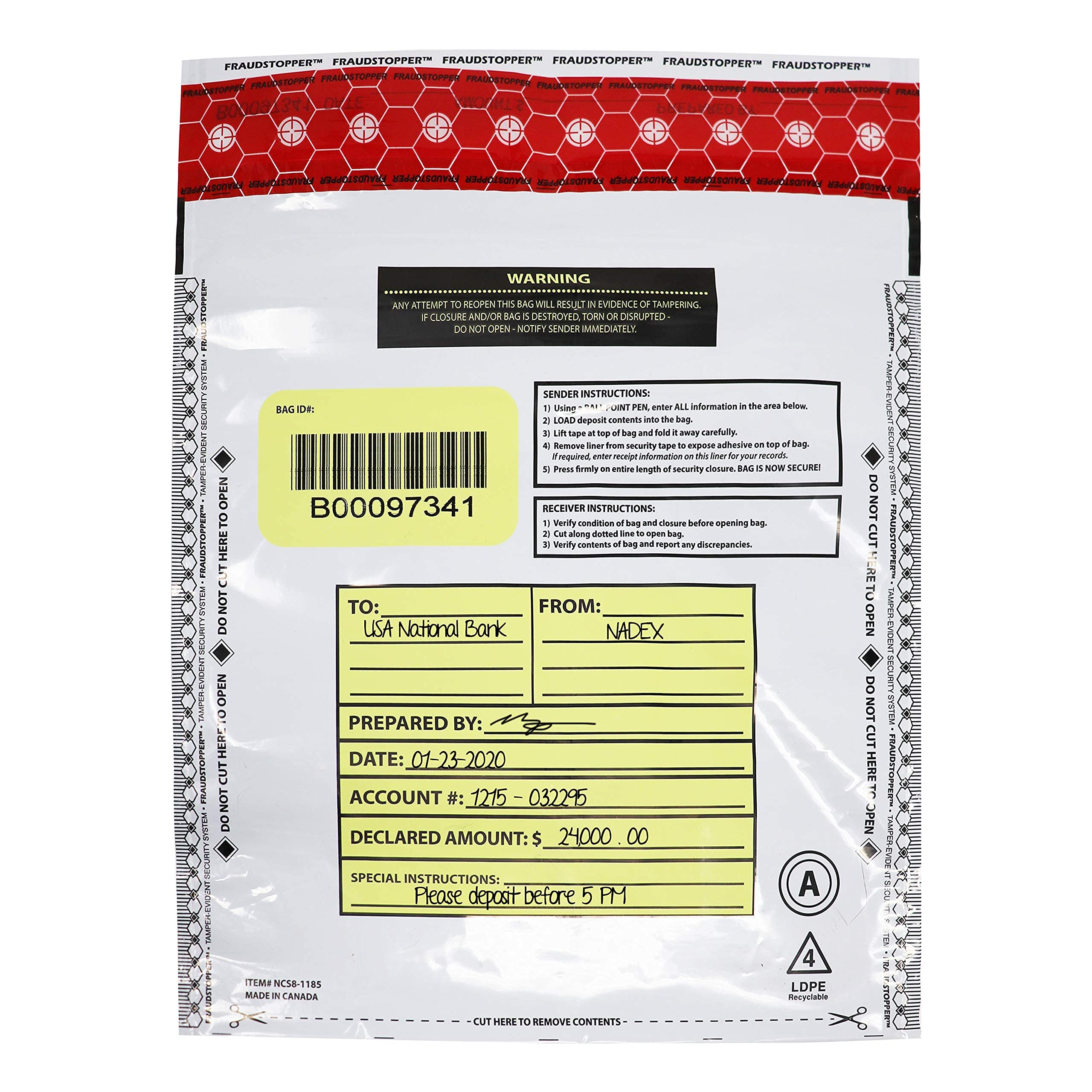 Nadex Tamper Evident Bank Deposit Bags for Cash & Coin - 9x12 Inch Opaque Security Bags (1000 Pack) - Fraud Proof Money Storage for Retail, Banks & Business Use