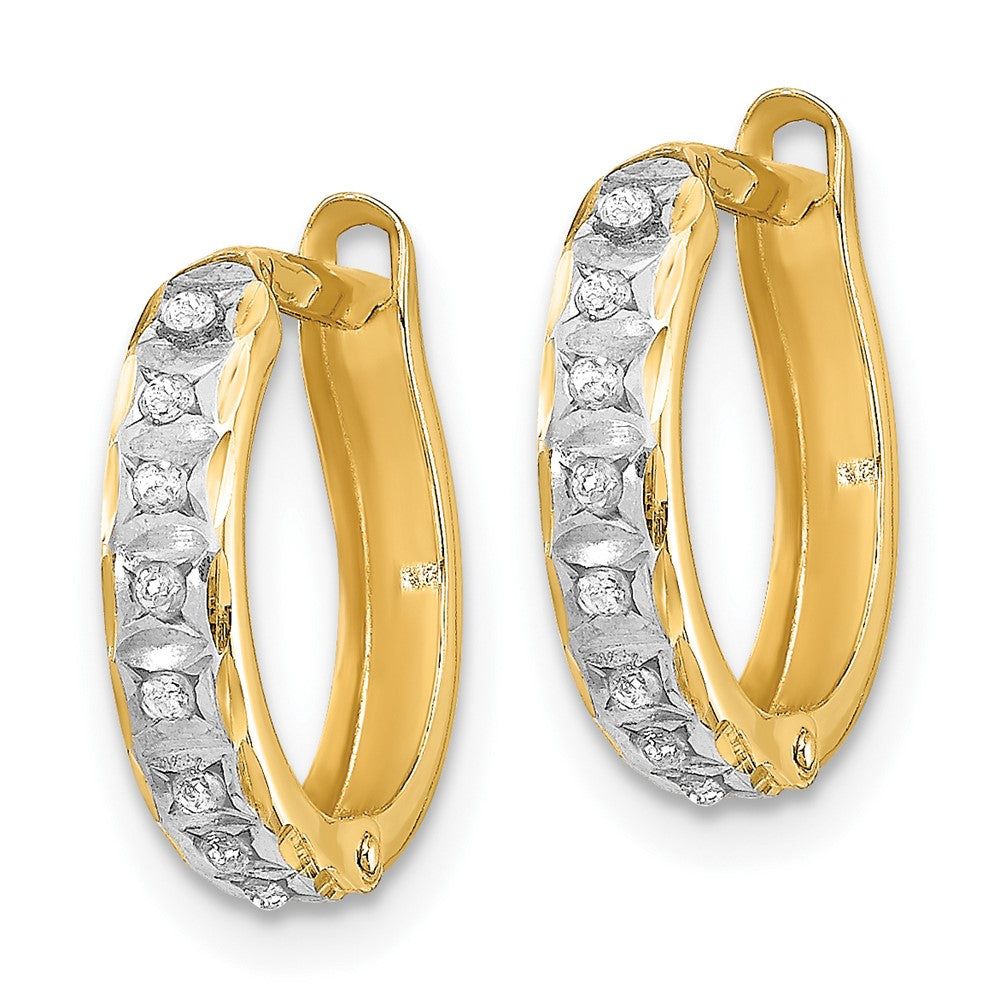 14K Gold Diamond Hinged Hoop Earrings - Round Sparkling Stud Earrings for Women | Elegant Gift for Anniversary, Wedding & Special Occasions