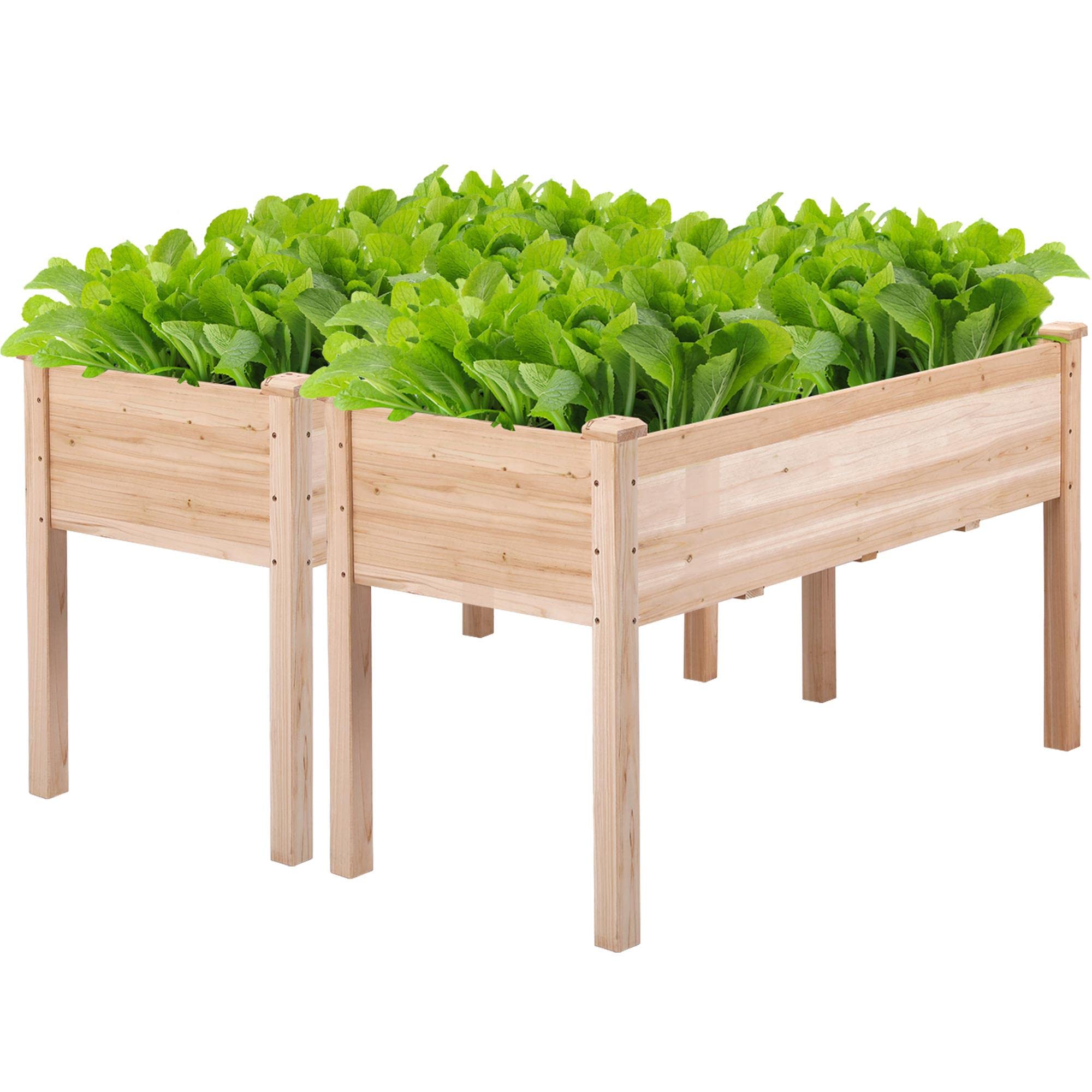 Topeakmart 48 x 23 x 30 Inch Wooden Raised Garden Bed Planter Box with Legs - Elevated Outdoor Gardening Box for Flowers, Vegetables, Herbs, Tomatoes - Perfect for Backyard, Patio, Balcony Gardening (Set of 2)