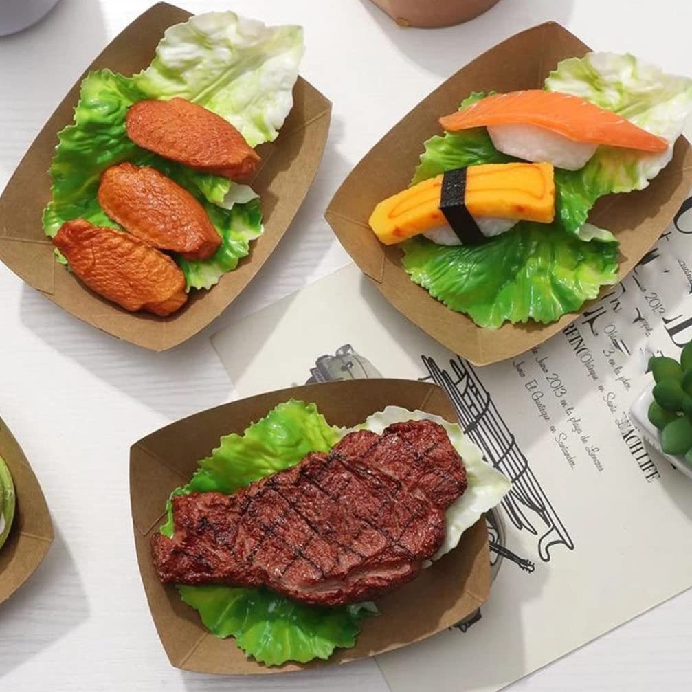 Disposable Kraft Paper Food Trays 50Pcs - Eco-Friendly Snack Serving Trays for Nachos, Fries, Hot Dogs | Perfect for Carnivals, Fairs, Festivals, Parties & Picnics | Sturdy Appetizer & Condiment Holder for Easy Outdoor Dining