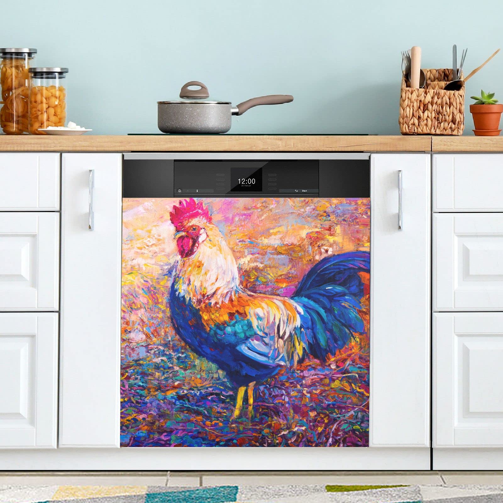 JIPONI Modern Art Rooster Dishwasher Magnetic Cover - 23