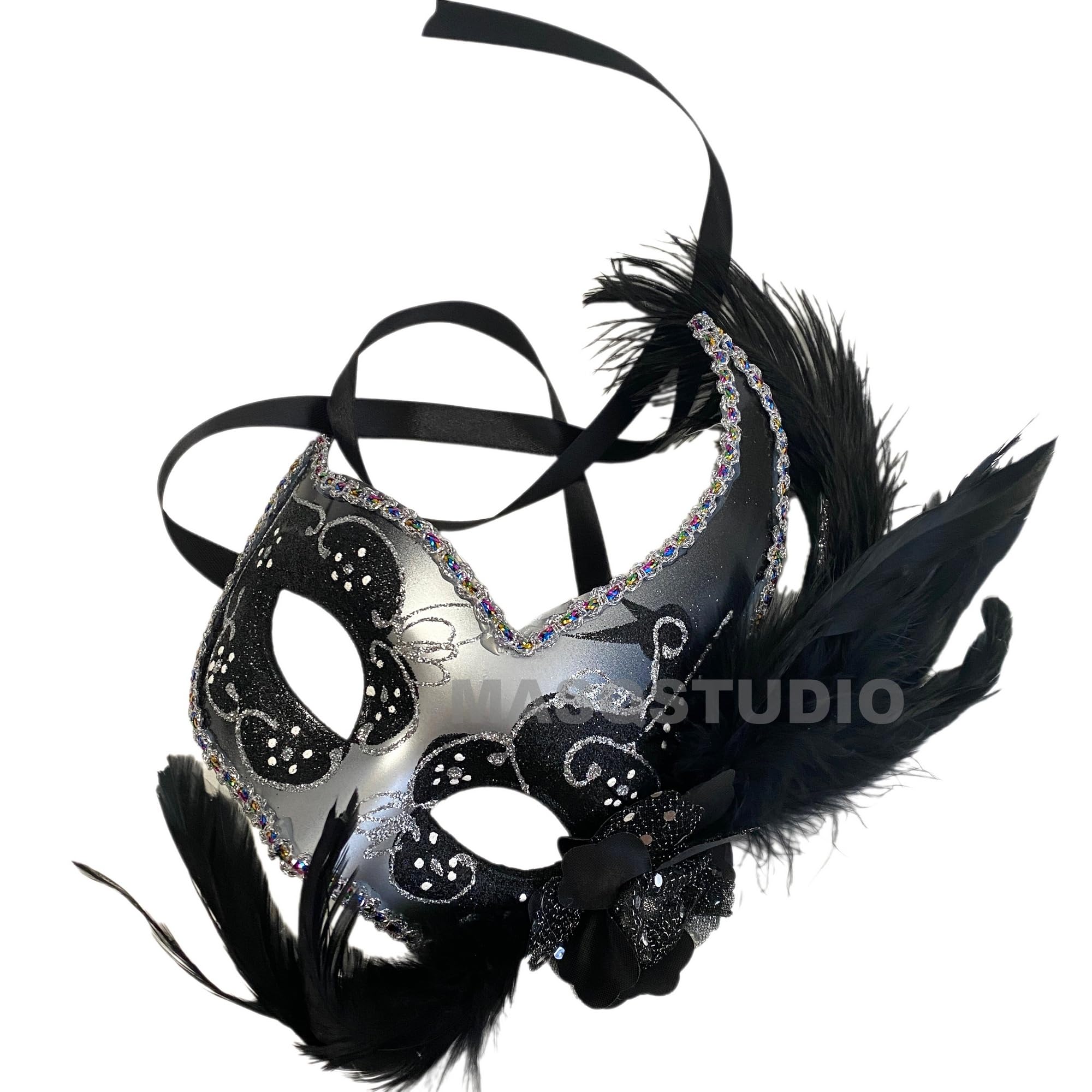 MasqStudio Elegant Brocade Lace Masquerade Mask for Mardi Gras, Prom, Wedding & Costume Parties - Venetian Ball Mask for Halloween, Burlesque Shows & Formal Events