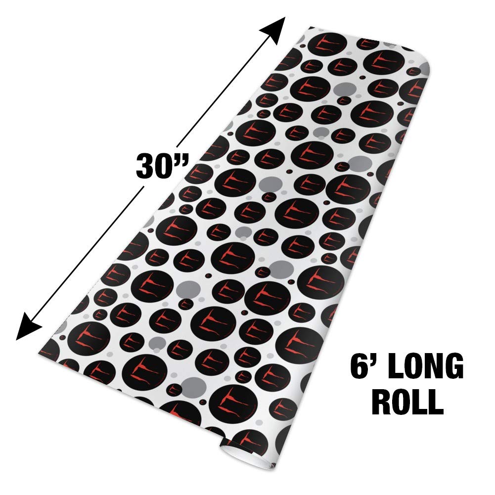 IT Movie Logo Gift Wrap Paper Roll - Scary Clown Horror Film Themed Wrapping for Birthday, Halloween Party Decorations & Gifts