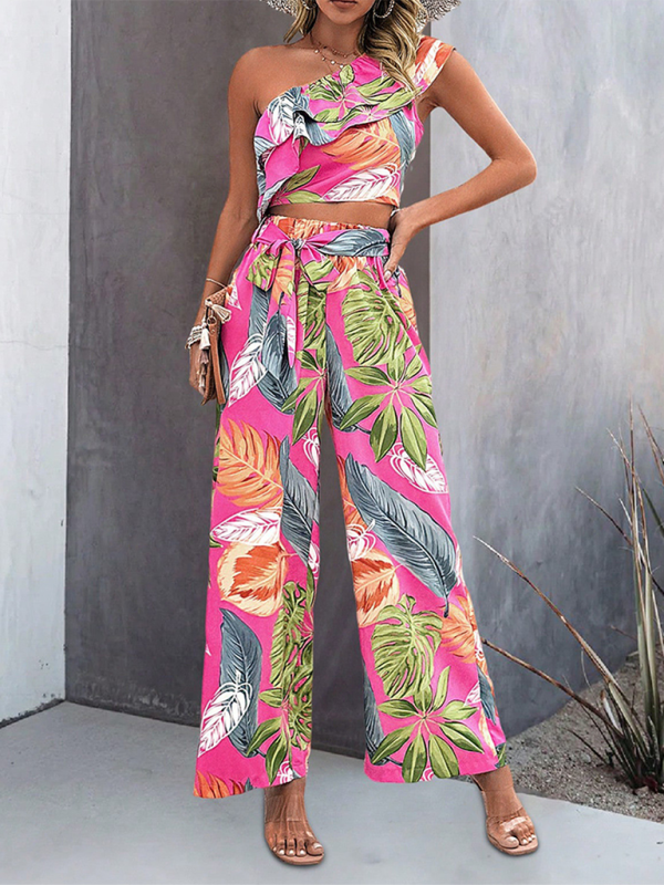 Chic Off Shoulder Two Piece Set - Women's Summer Floral Print Crop Top & Skirt Outfit for Beach, Vacation & Party Wear