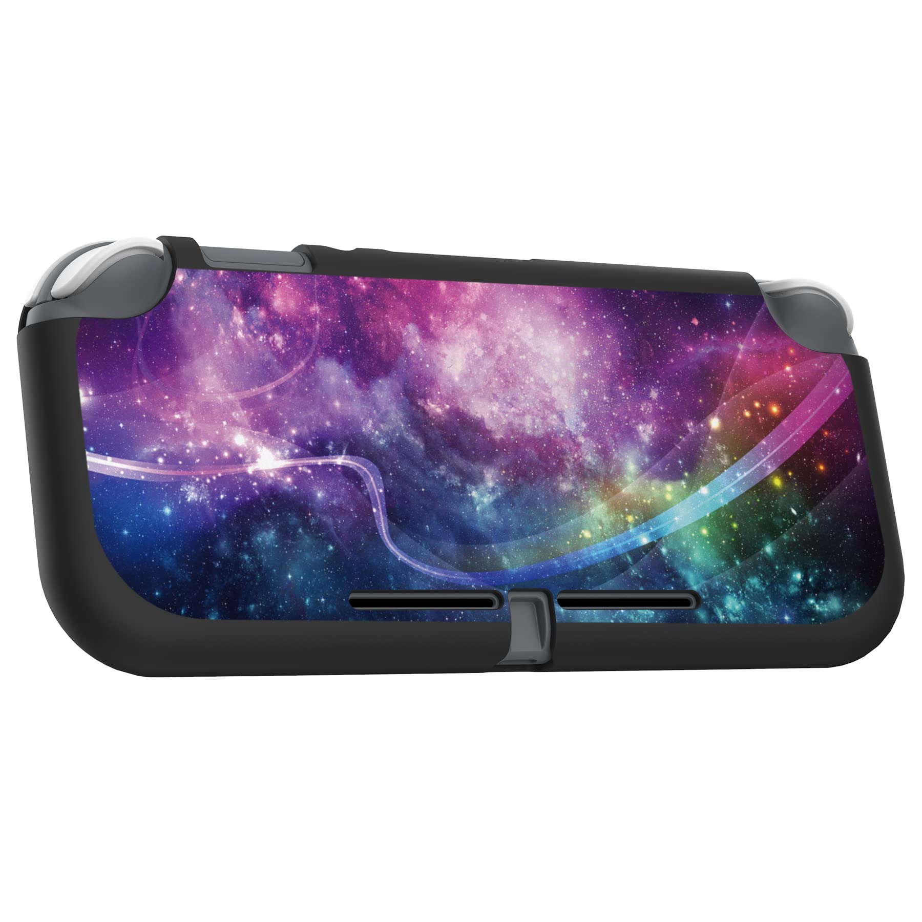 PlayVital Purple Galaxy Custom Protective Case for Nintendo Switch Lite - Soft TPU Slim Shockproof Cover with Anti-Slip Grip | Perfect for Gaming, Travel & Everyday Use