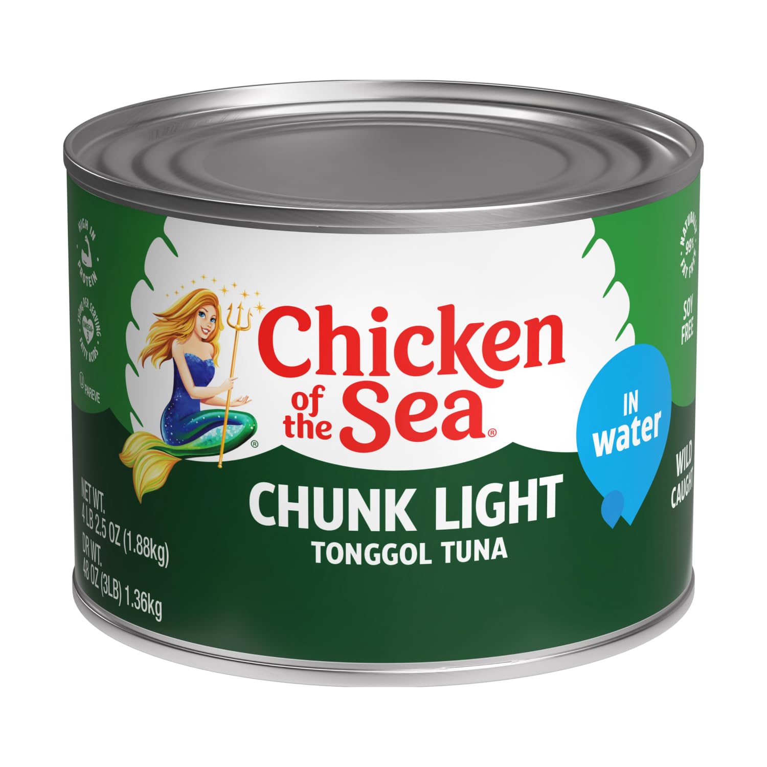 Premium Wild-Caught Chunk Light Tongol Tuna in Water - 66.5 oz Foodservice Size Can (Pack of 6) | High-Protein, Low-Mercury | Perfect for Salads, Sandwiches & Meal Prep