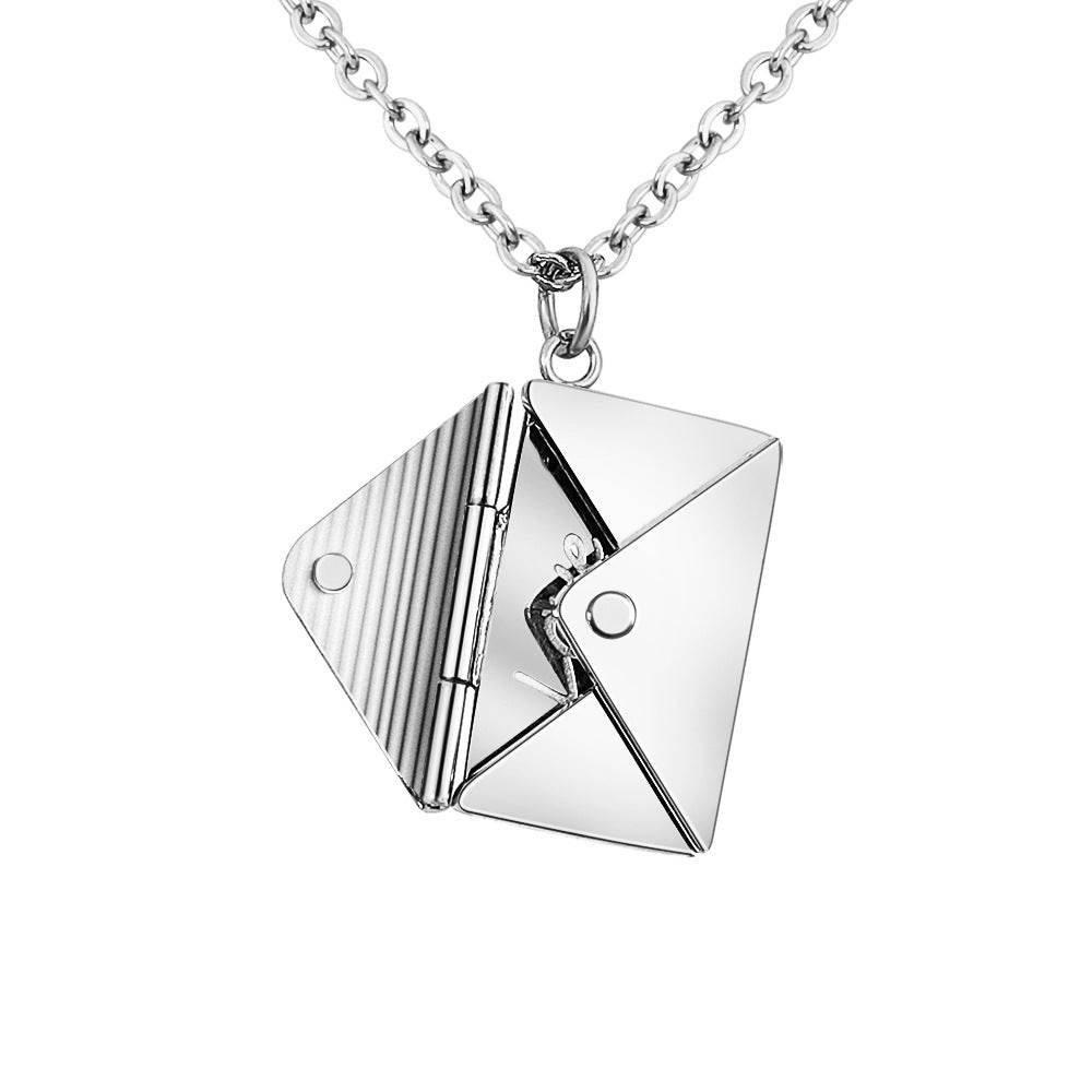 Personalized Sterling Silver Envelope Necklace for Women - Engraved Name Initial Pendant Jewelry Gift for Mom, Wife, Girlfriend - Perfect for Anniversaries, Birthdays & Valentine's Day
