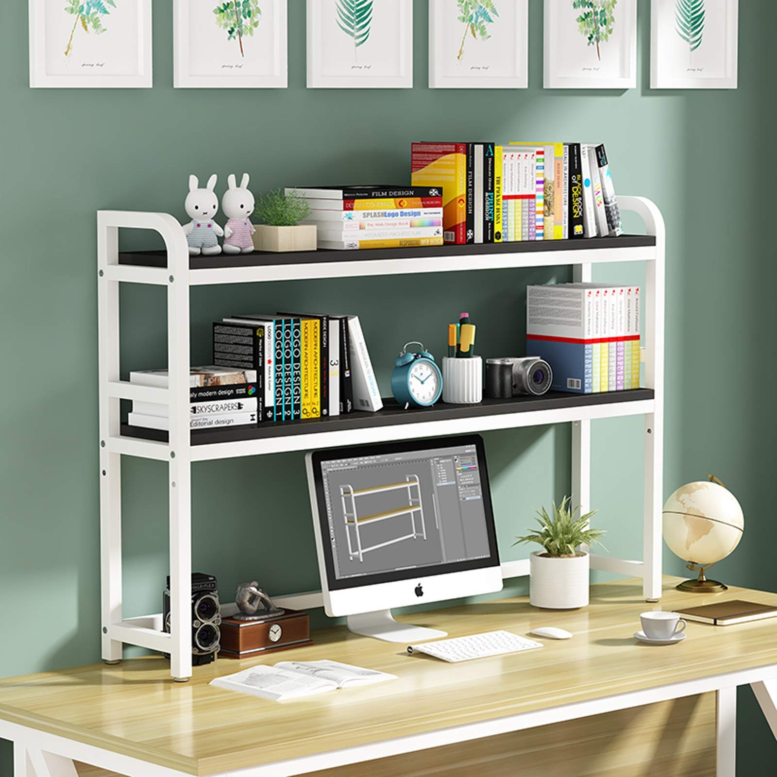 3-Tier White Metal Bookshelf - Desktop Organizer & Display Rack for Home Office Storage | Perfect for Books, Decor, Office Supplies & Small Plants