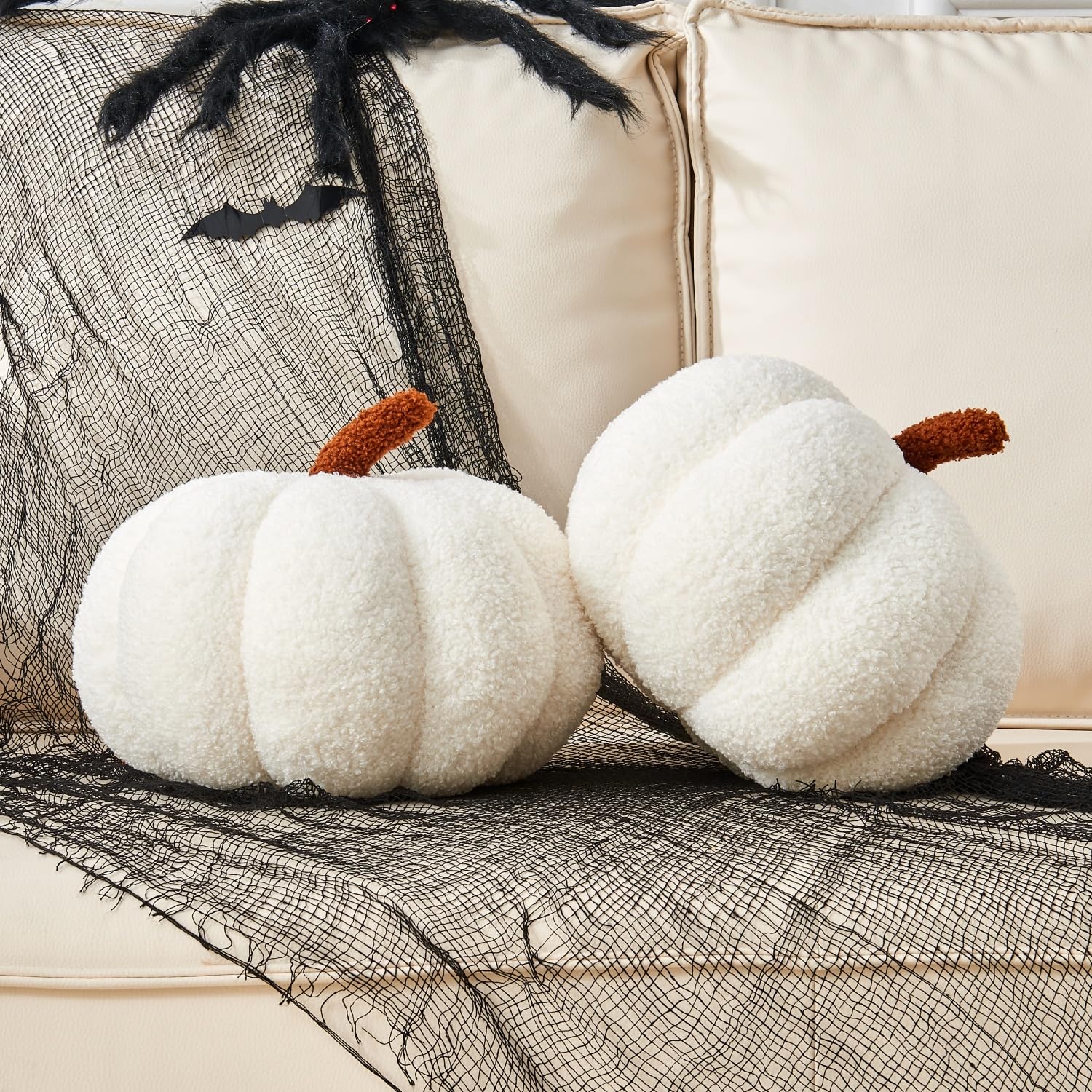 2 Pack Pumpkin Shaped Throw Pillows - 11.8 x 6 Inch Fall Thanksgiving Decorative Cushions for Sofa, Couch, Bedroom - Halloween & Autumn Home Decor (Perfect for Seasonal Home Styling and Cozy Living Room Accents)