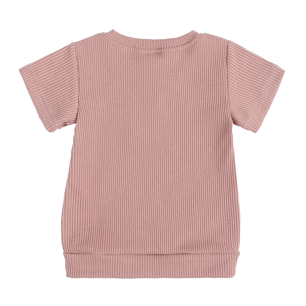 MYGBCPJS 2-Piece Baby Boys & Girls Cotton Short Sleeve Top + Bloomer Shorts Outfit Set - Soft & Comfortable Summer Playwear for Toddlers