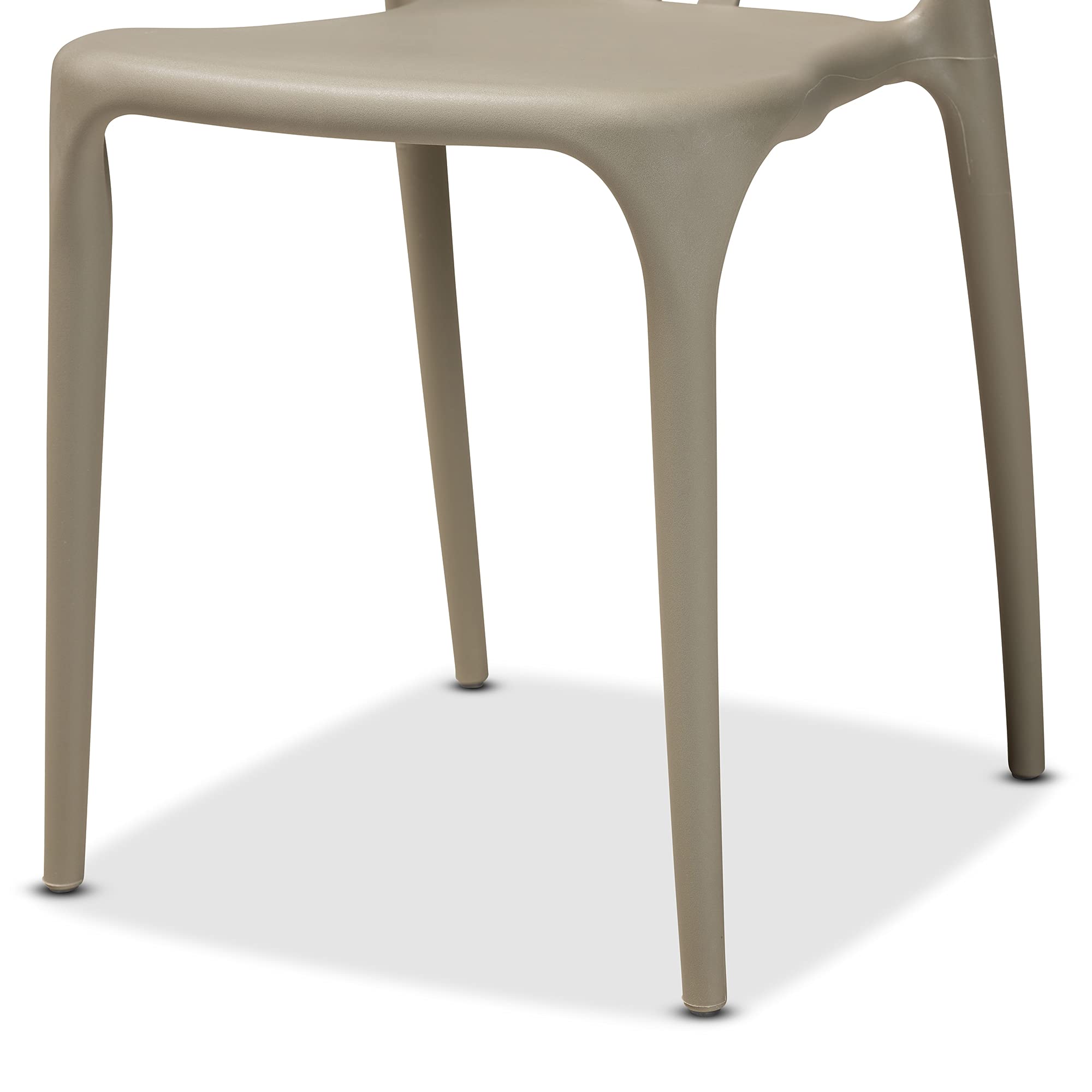Baxton Studio Warner 4-Piece Modern Dining Chair Set - Beige Plastic Contemporary Kitchen Chairs for Dining Room, Breakfast Nook & Small Spaces