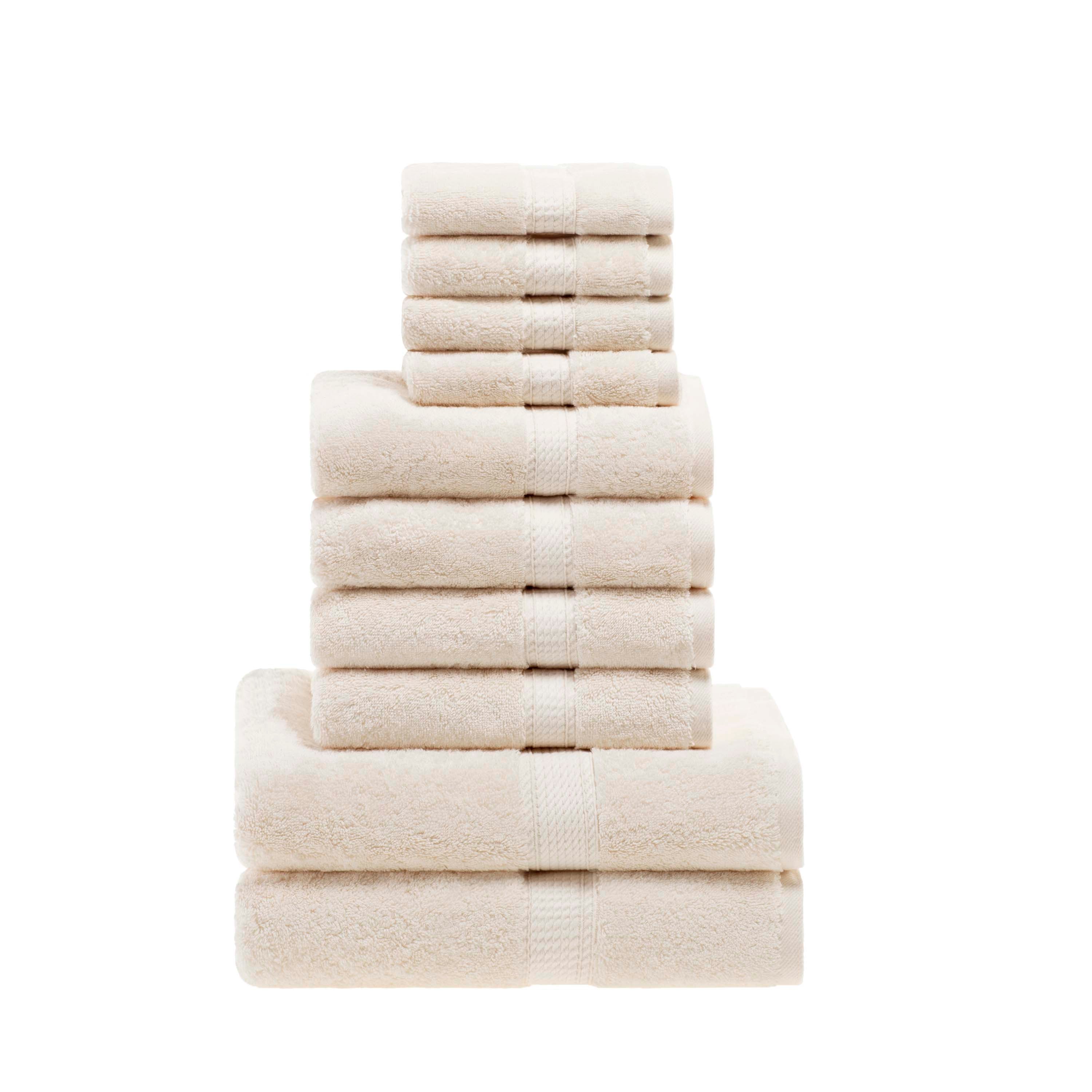 Premium Egyptian Cotton Plush Heavyweight Towel Set - 10 Piece Ultra Absorbent Luxury Bath Towels for Spa, Hotel & Home Use