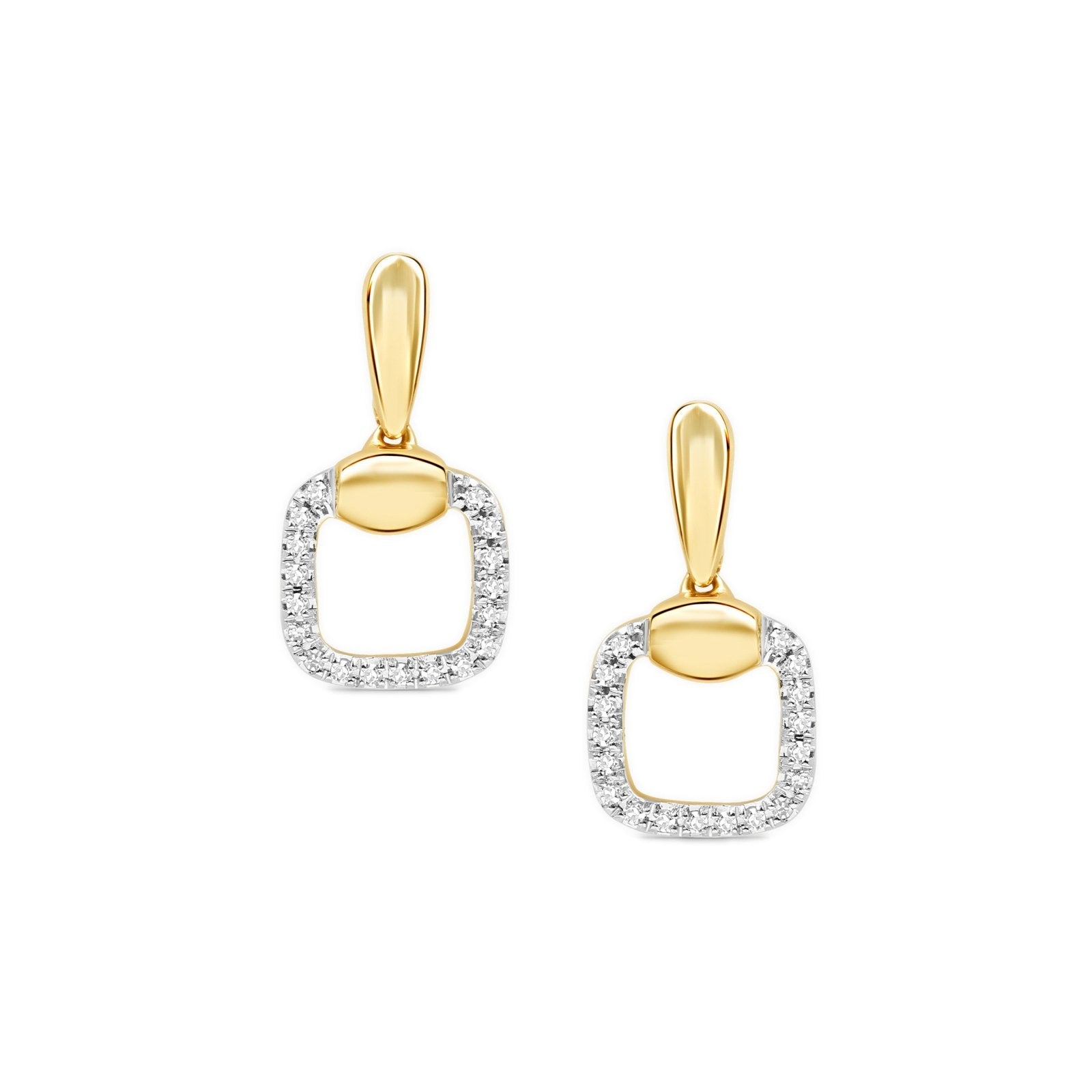 14K Yellow Gold Diamond Outline Drop Stud Earrings - Elegant & Dainty Jewelry for Women - Perfect for Weddings, Parties & Everyday Wear