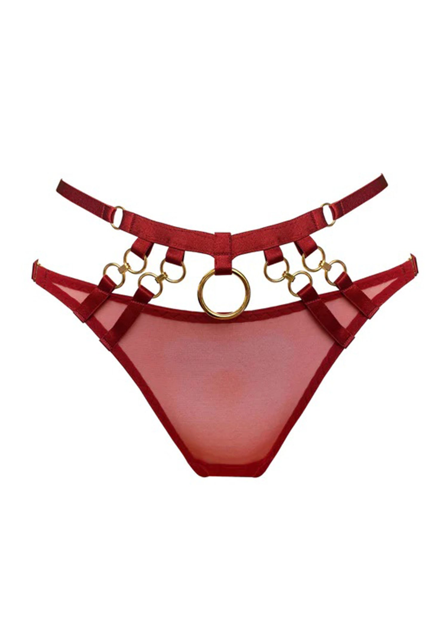 Kleio Open Back Brief Lingerie for Women - Burnt Red Lace Underwear | Comfortable & Sexy Panties for Date Night, Bridal, and Special Occasions