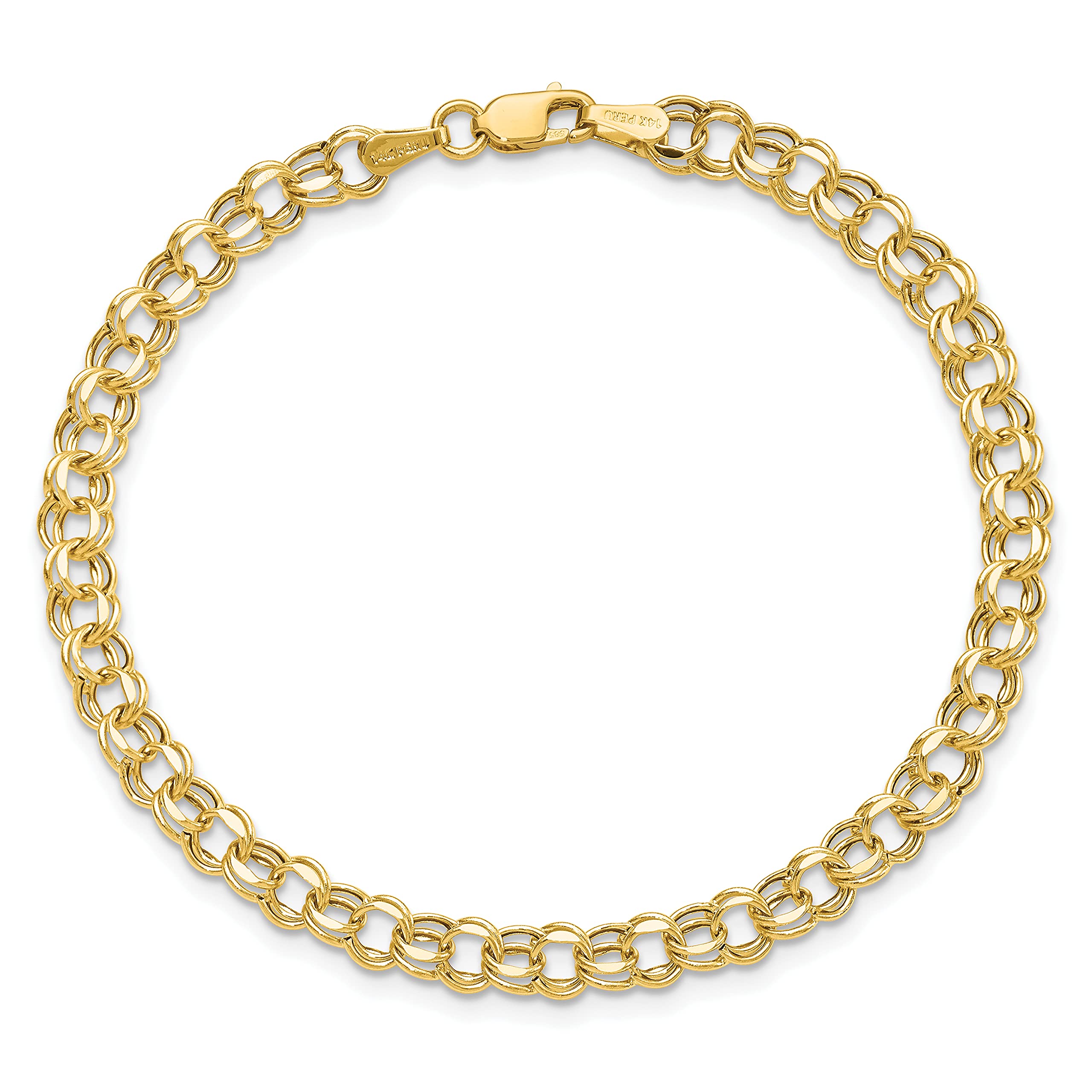 14K Solid Yellow Gold 4.5mm Double Link Chain Charm Bracelet for Women | Elegant Layering Jewelry for Everyday Wear & Special Occasions | IceCarats Fine Jewelry