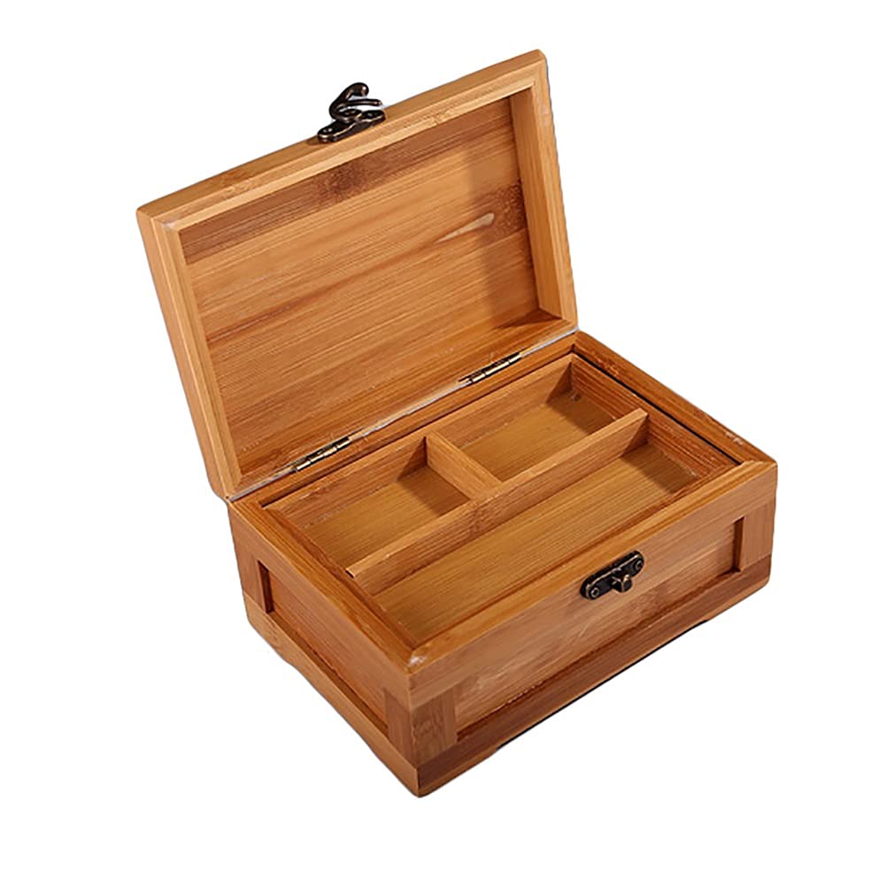 GPPZM Korean Princess Bamboo Jewelry Box - Handcrafted Wooden Jewelry Storage Organizer with Lid, Medium Size - Perfect for Rings, Necklaces, Earrings & Gift Giving
