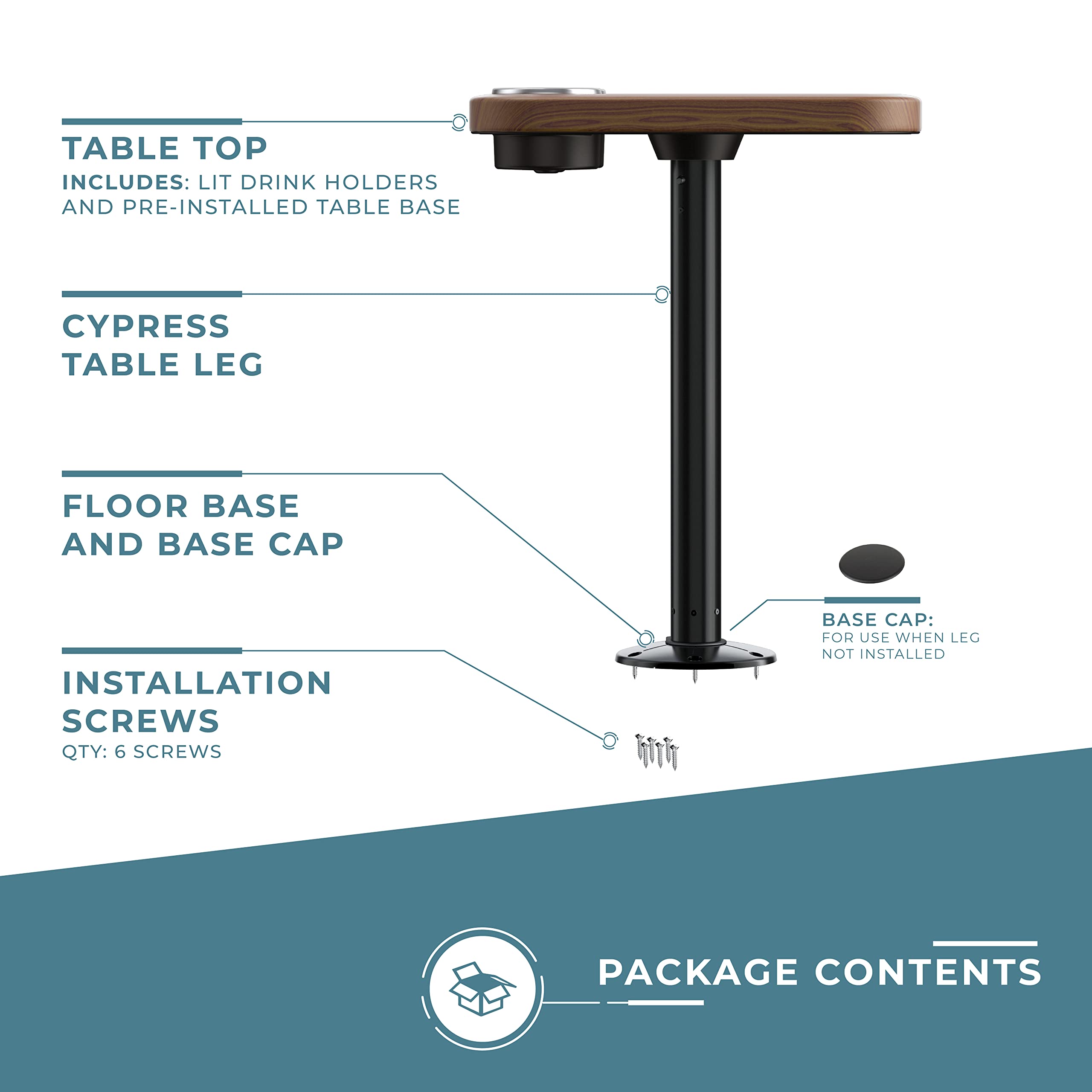 Manufacturers' Select ITC Marine Cocktail Boat Table Leg Set - Stainless Steel Pontoon Accessories & Adjustable Marine Pedestal Table for Boats, Yachts, and Outdoor Decks | Perfect for Entertaining, Dining, and Relaxing on Water