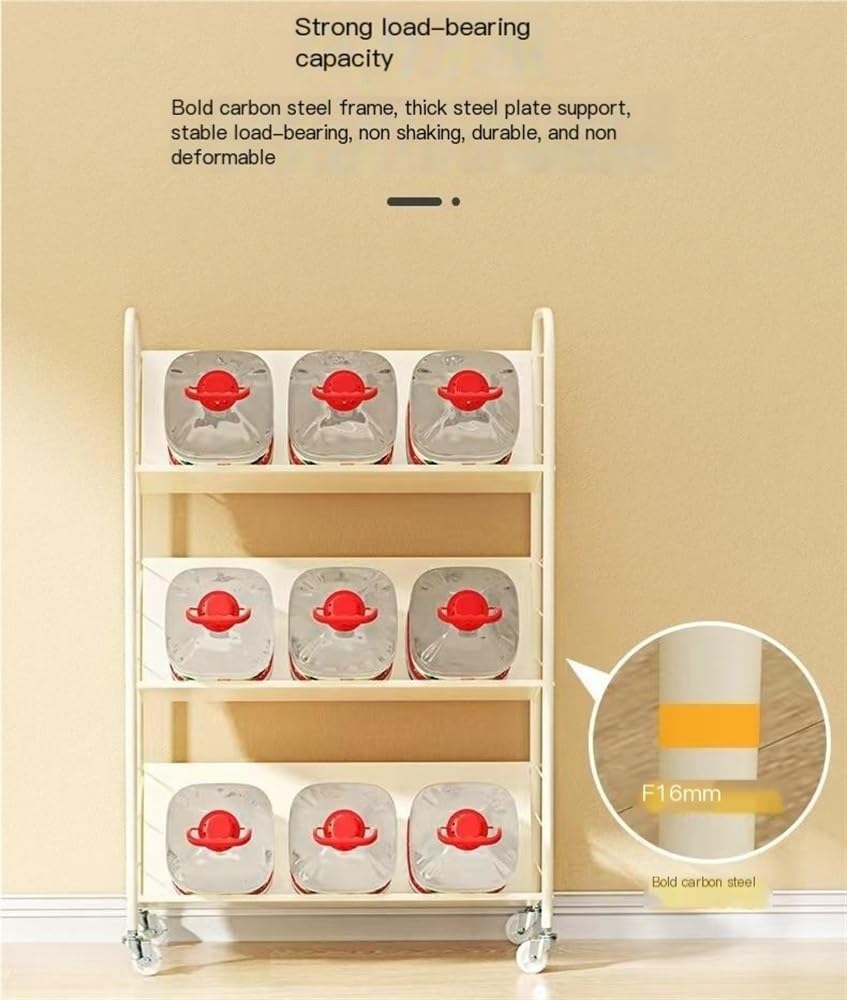 Versatile Rolling Book Cart with Wheels - 2-Tier Removable Iron Art Display Shelf for Books & Home Decor | Portable Mobile Bookshelf for Living Room, Office, Classroom & Library Organization (Beige)