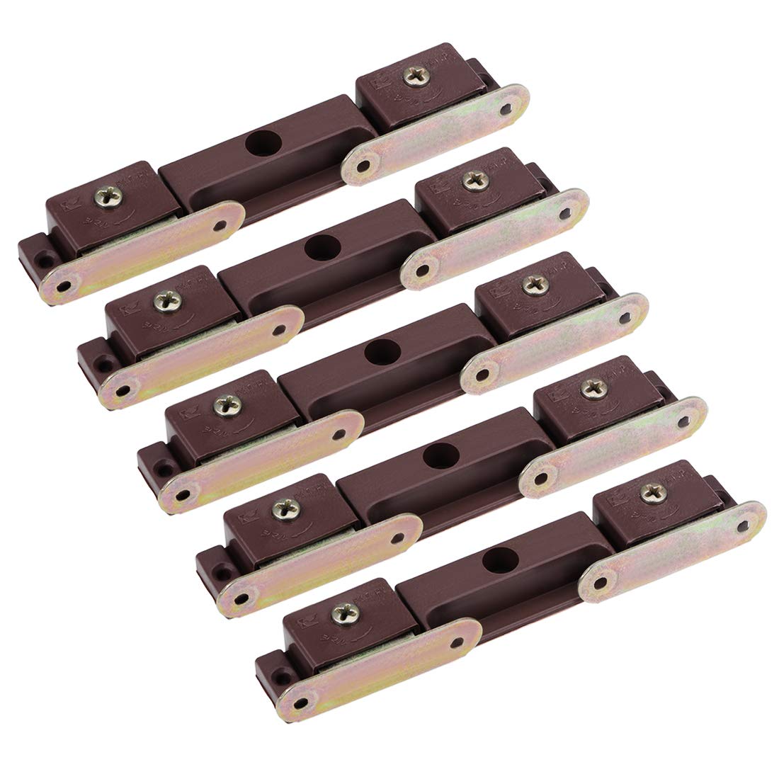 uxcell 5pcs Brown Double Magnetic Latches for Furniture Cabinet Door Closet - Strong Hold, Easy Installation | Perfect for Kitchen Cabinets, Wardrobes & Storage Boxes