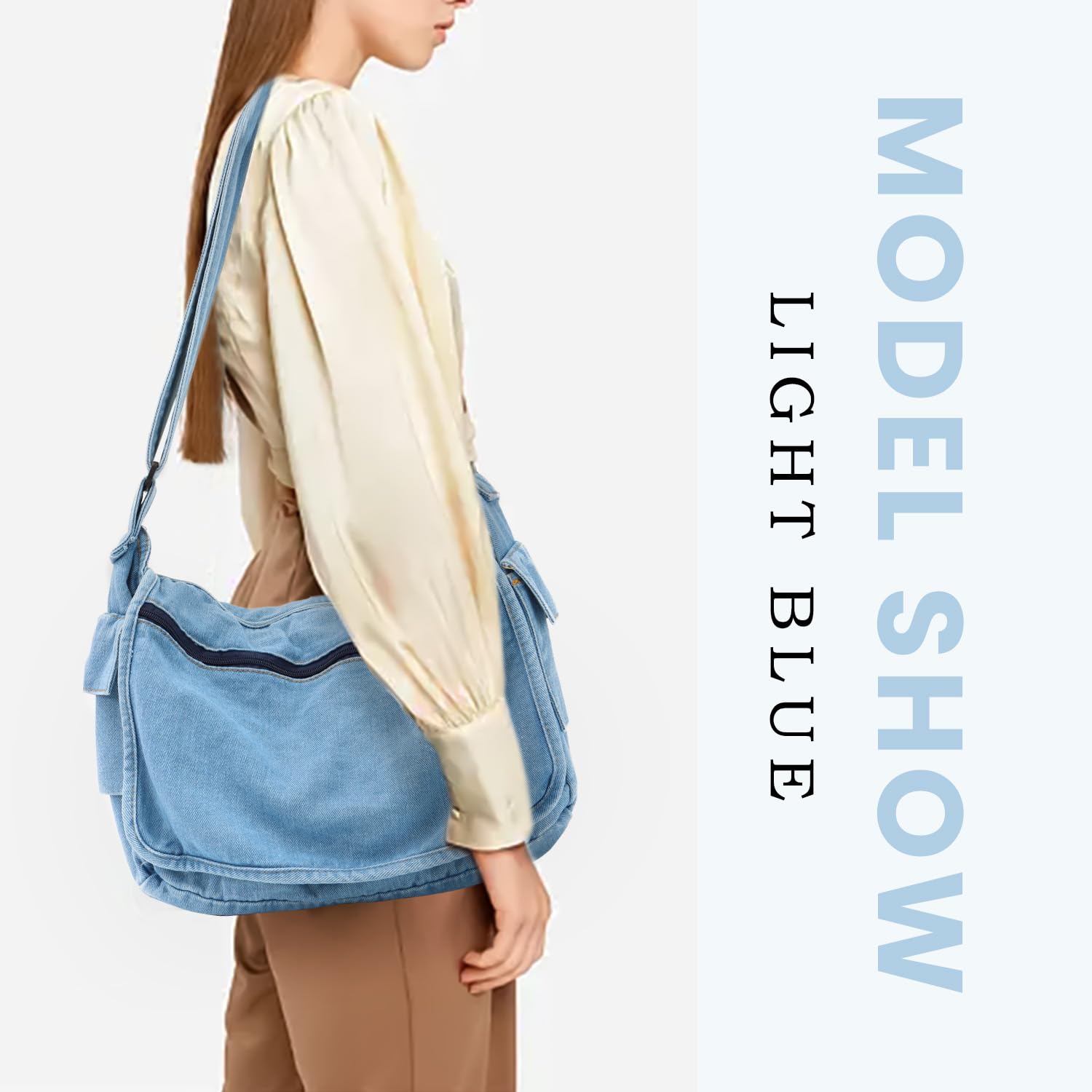 Vintage Denim Hobo Purse & Canvas Messenger Shoulder Bag - Large Retro Crossbody Satchel for Women & Men | Perfect for Casual Outings, Travel & Everyday Use