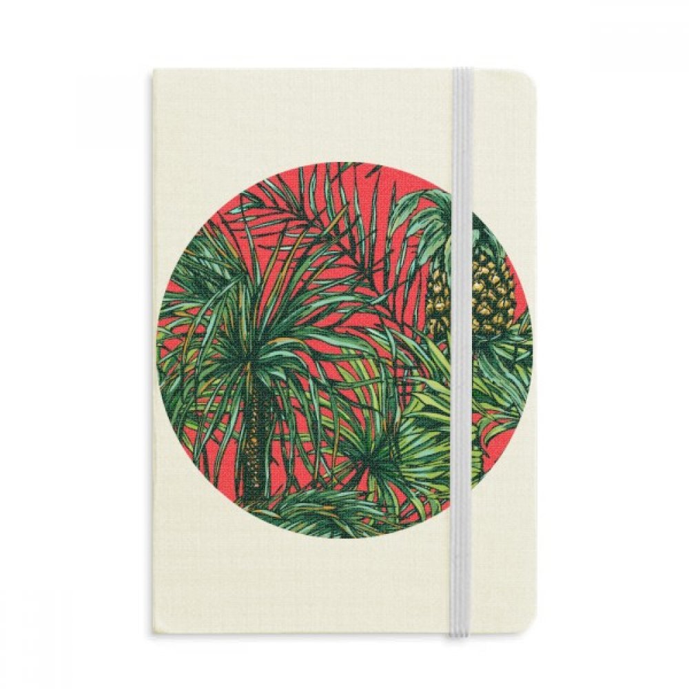 Pineapple Plant Leaf Red Sky Notebook - A5 Fabric Hard Cover Classic Journal Diary for Writing, Sketching & Travel | Perfect Gift for Students & Professionals