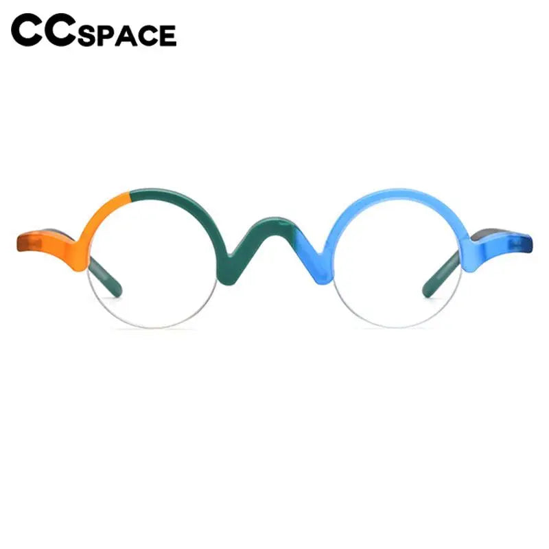 CCspace Unisex Semi-Rim Round Acetate Eyeglasses 56883 - Lightweight & Durable Frame for Men & Women - Perfect for Reading, Work & Everyday Wear