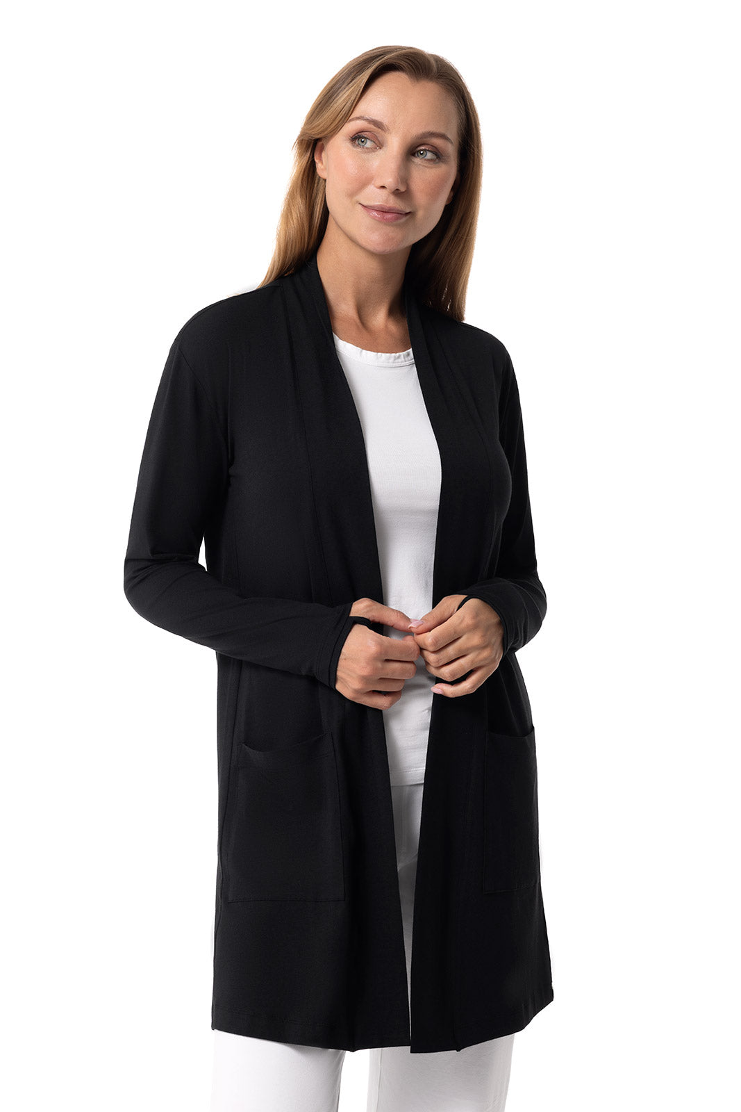 Women's Corbella Cardigan Sweater - Soft Knit Open Front Long Sleeve Wrap Cardigan for Women (Black) | Perfect for Office, Date Night & Casual Outfits