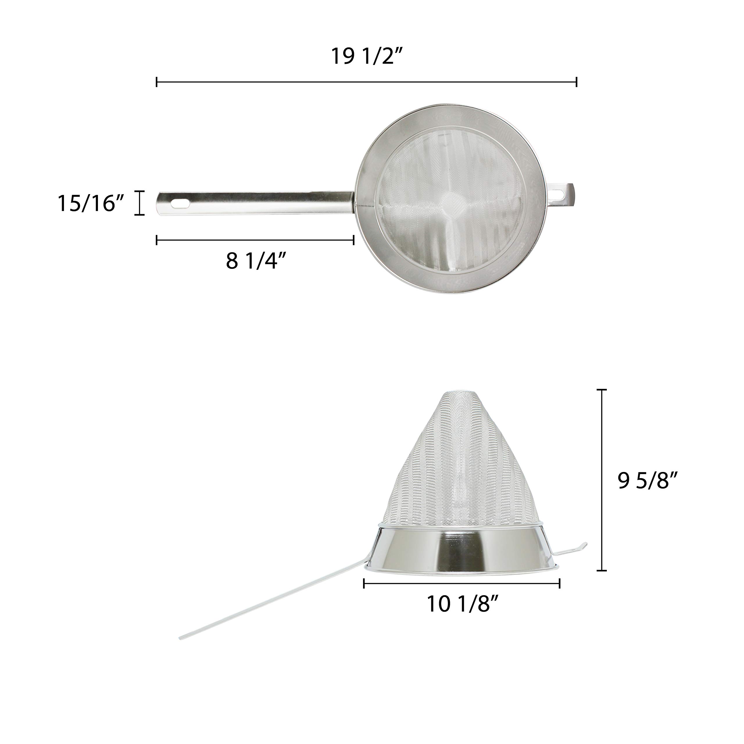 Premium Stainless Steel Fine Mesh Bouillon Strainer - 10 Inch Kitchen Tool for Broth, Soup, and Stock Filtration - Perfect for Home Chefs and Professional Kitchens
