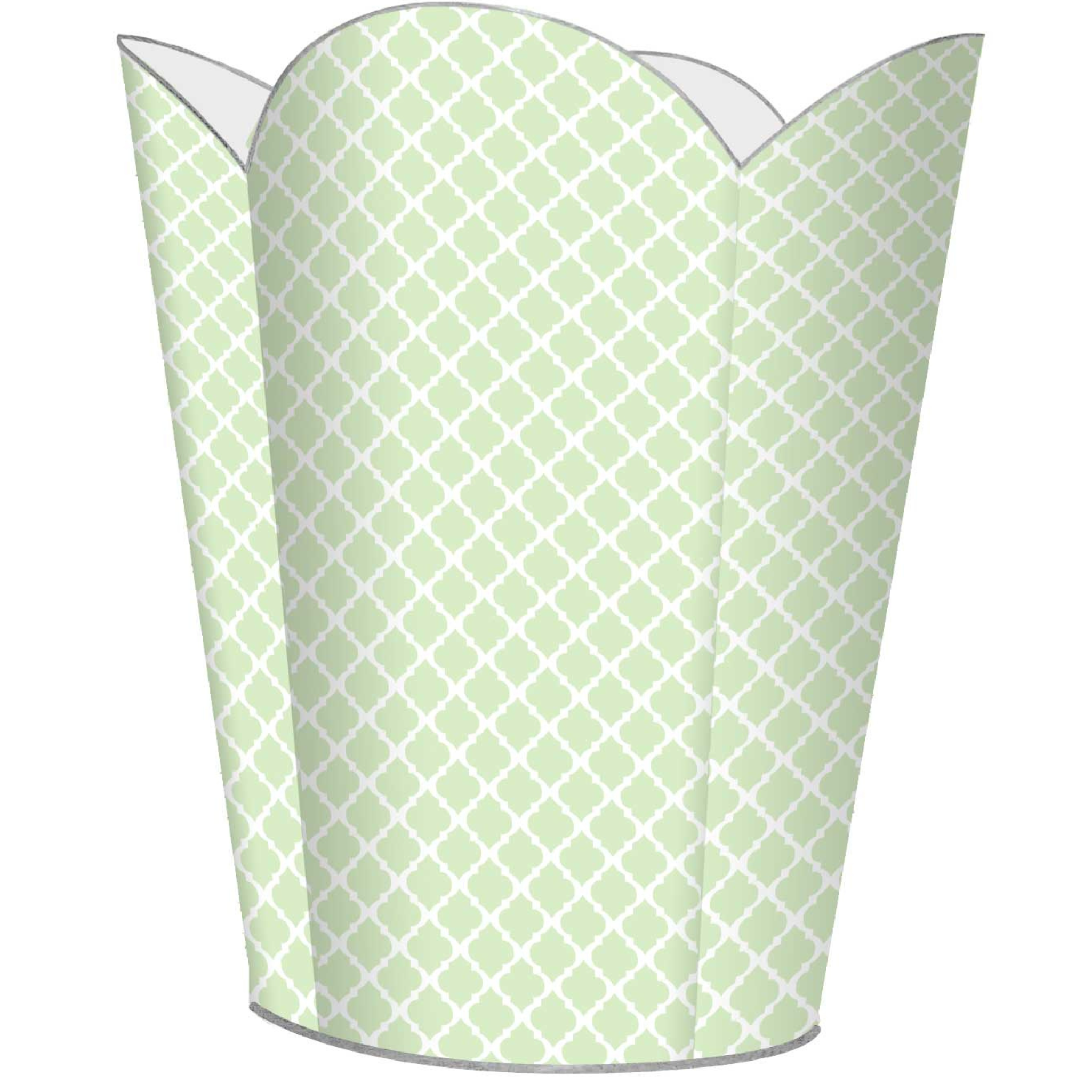 Chelsea Mint Green Decoupage Wastebasket with Optional Tissue Box Cover - Elegant Bathroom & Bedroom Trash Can for Home Decor