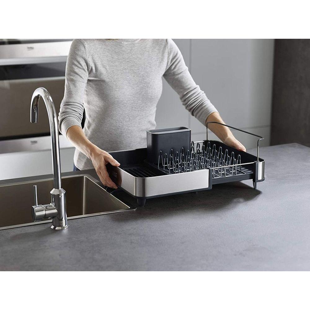 Joseph Joseph Extendable Expandable Dish Rack - Stainless Steel Kitchen Organizer for Drying Dishes, Utensils & Cookware - Perfect for Small Spaces & Compact Kitchens