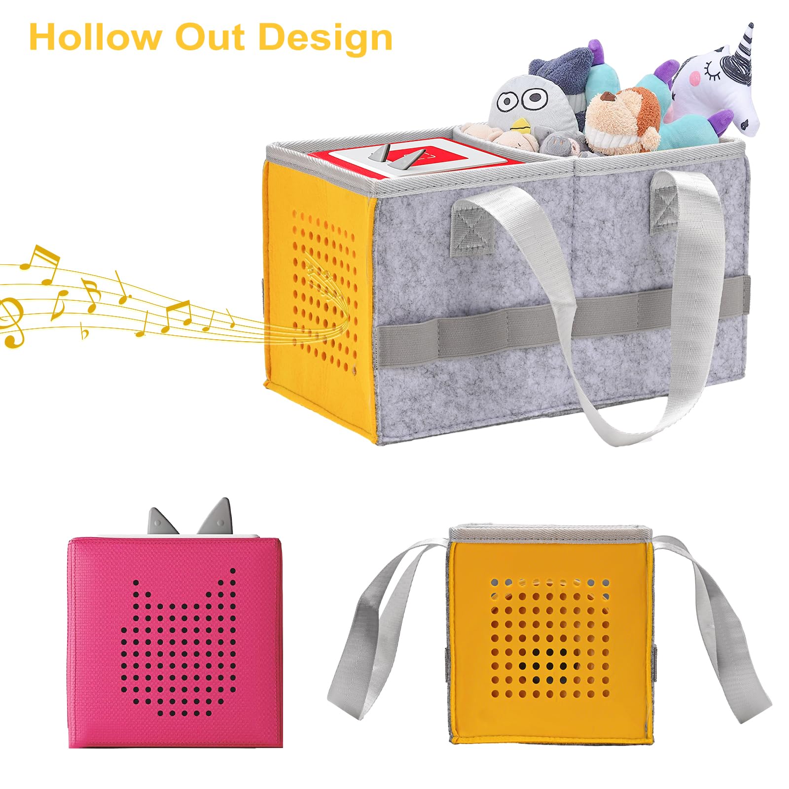 **Upgraded Protective Carry Case for Toniebox Starter Set – Large Folding Travel Storage Bag Holds 30-40 Tonies Figures (Yellow) – Perfect for Kids' Travel, School & Playtime**