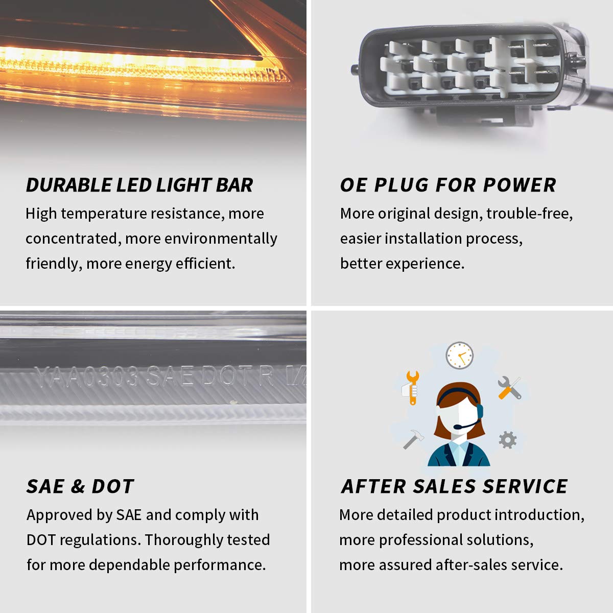 VLAND LED Headlights for Lexus IS 2006-2012 - Sequential Turn Signal for Night Driving