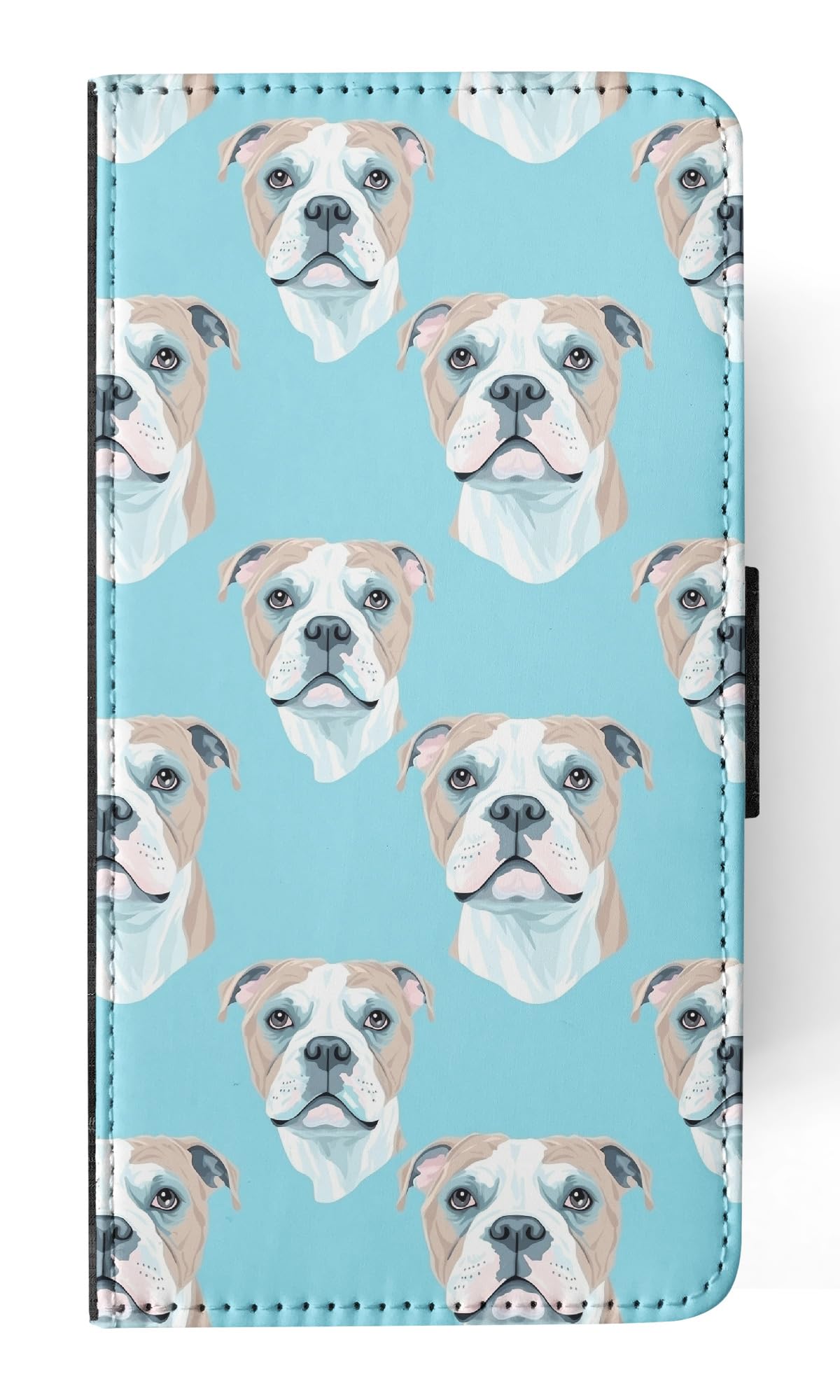 Stylish American Bulldog Puppy Dog Faux Leather Flip Wallet Phone Case for Apple iPhone 14 - Perfect for Everyday Use & Pet Lovers