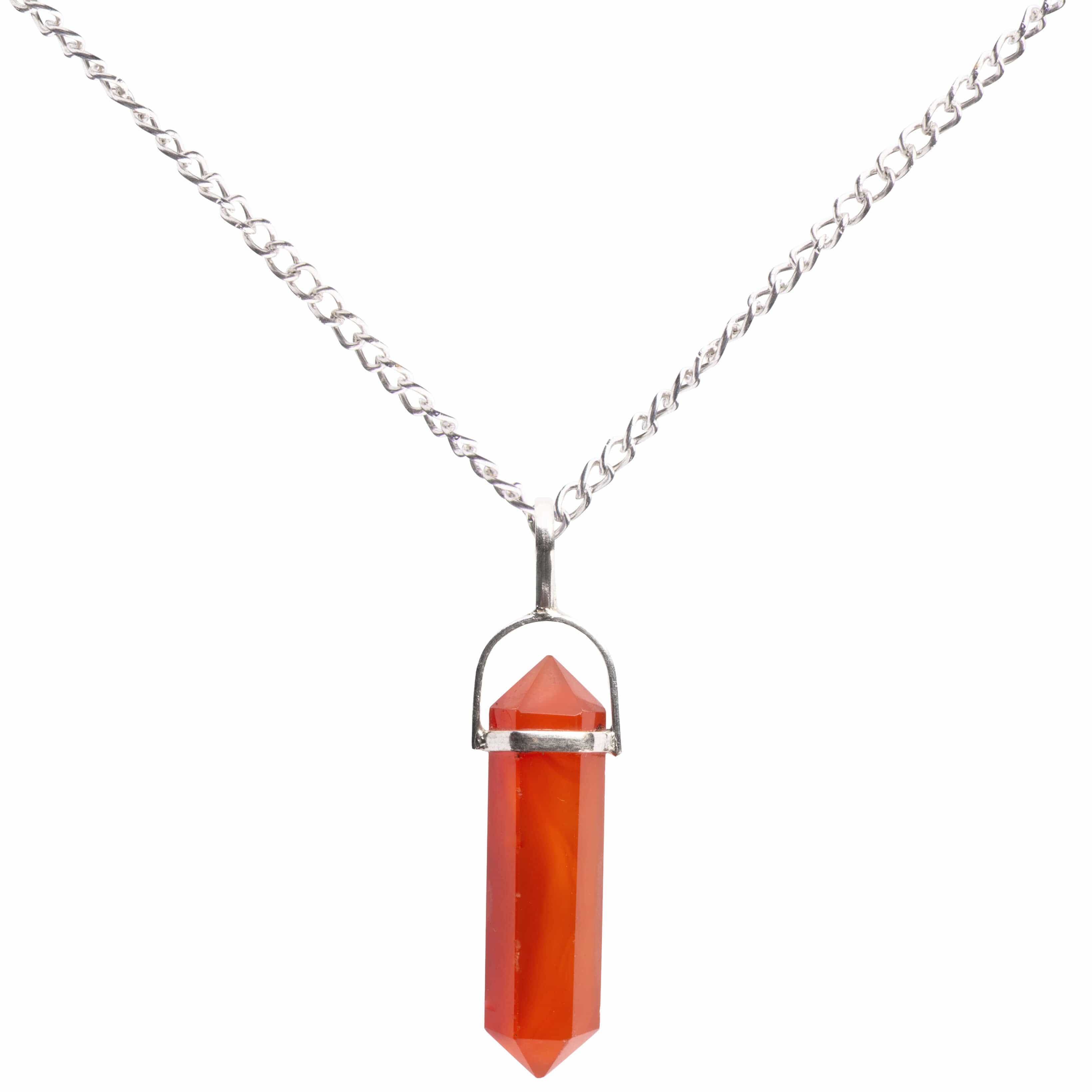Natural Carnelian Point Sterling Silver Pendant Necklace - Healing Crystal Jewelry for Women, Chakra Balancing & Spiritual Protection - Perfect for Meditation, Yoga & Everyday Wear