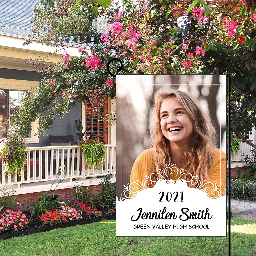 Custom Double-Sided Graduation Garden Flag with Photo - Personalized Yard Banner for Spring & Summer Outdoor Decor (12.6x18.5 Inch) - Perfect for Graduation Parties, Front Yard Displays & Seasonal Home Decorations