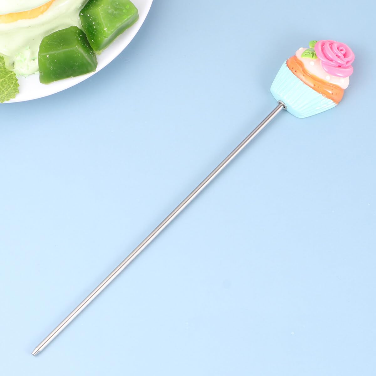Hemoton 2-Pack Stainless Steel Cake Testers - Reusable Baking Needles for Cakes, Bread & Muffins | Perfect for Home Bakers & DIY Baking Enthusiasts (Green Leaf Rose Design)