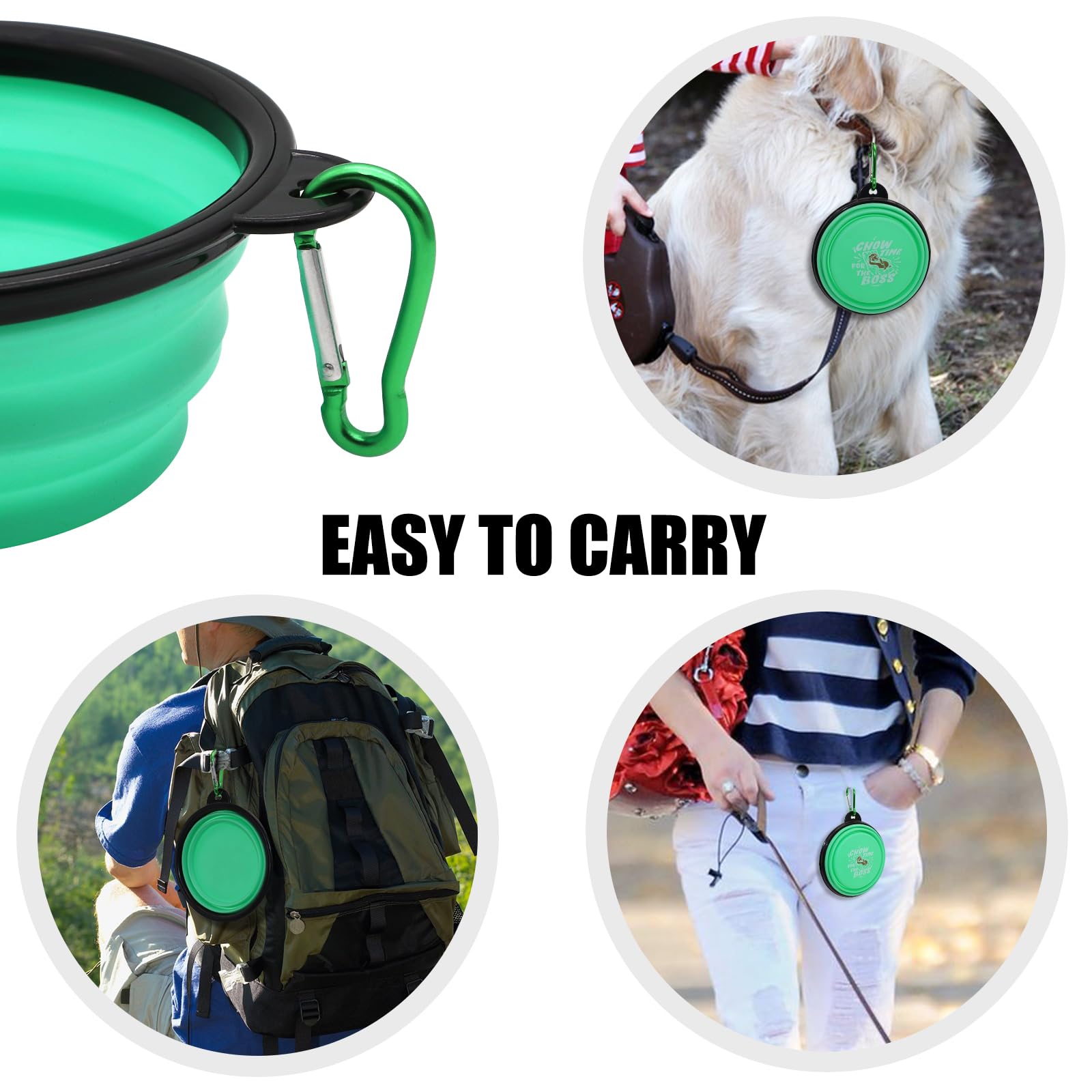 2-Pack Collapsible Dog Travel Bowls - Portable Foldable Pet Food & Water Dish for Small Dogs & Cats - Light Blue & Light Green - Perfect for Hiking, Camping & Travel Accessories
