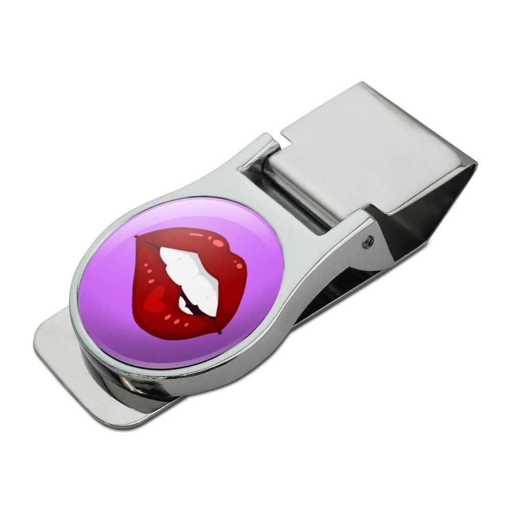 GRAPHICS & MORE Seductive Luscious Bite Lip Money Clip - Chrome Plated Metal Wallet Accessory for Cash & Cards | Perfect Gift for Men & Women