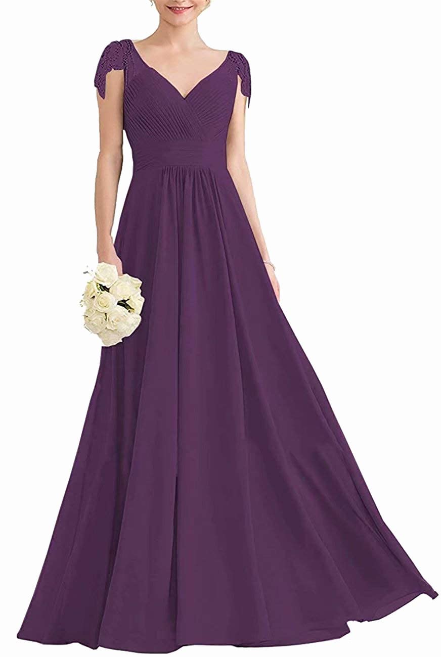 JAEDEN Elegant Long Chiffon Bridesmaid Dress for Weddings & Prom - Cap Sleeve Formal Party Gown - Perfect for Bridal Showers, Evening Galas & Special Occasions