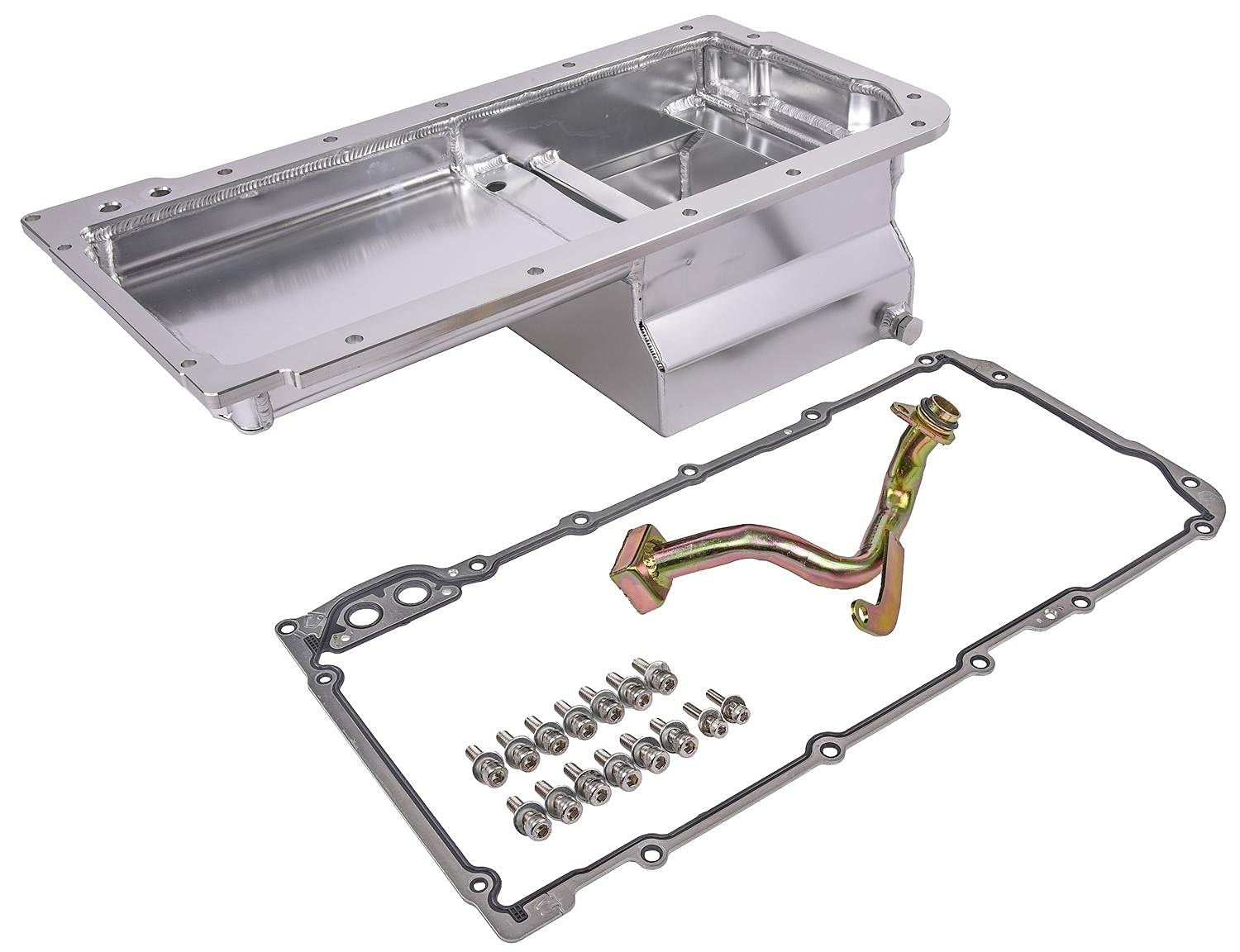 JEGS 50257 Street & Strip Engine Swap Oil Pan for GM LS Series - Front Sump Design Fabricated | High Performance Oil Pan for LS Engine Swaps in Hot Rods, Muscle Cars & Racing Vehicles