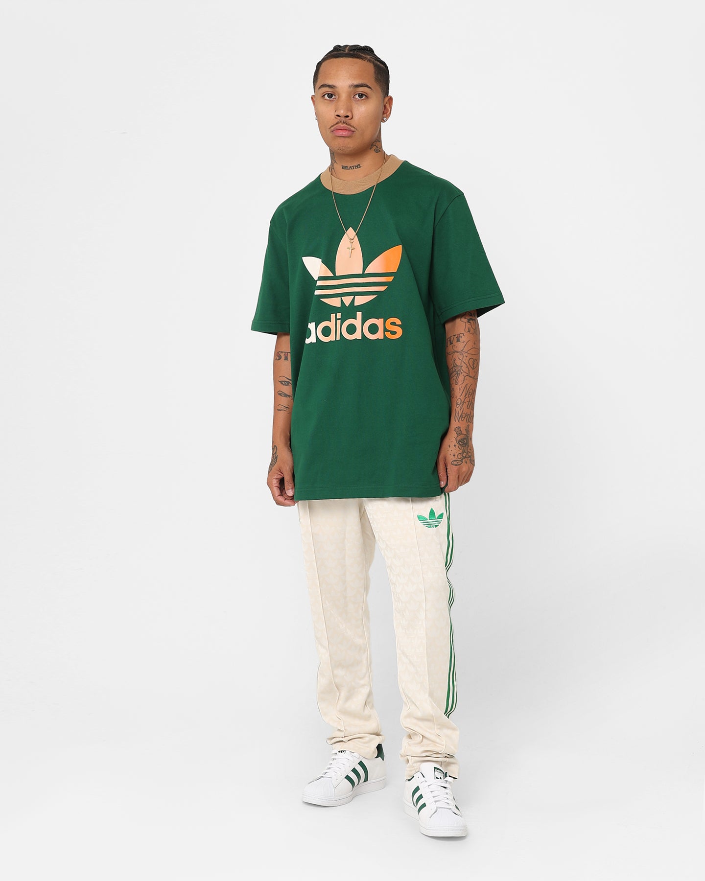 Adidas Adicolor Trefoil T-Shirt for Men - Dark Green Cotton Casual Tee | Streetwear, Gym & Everyday Wear