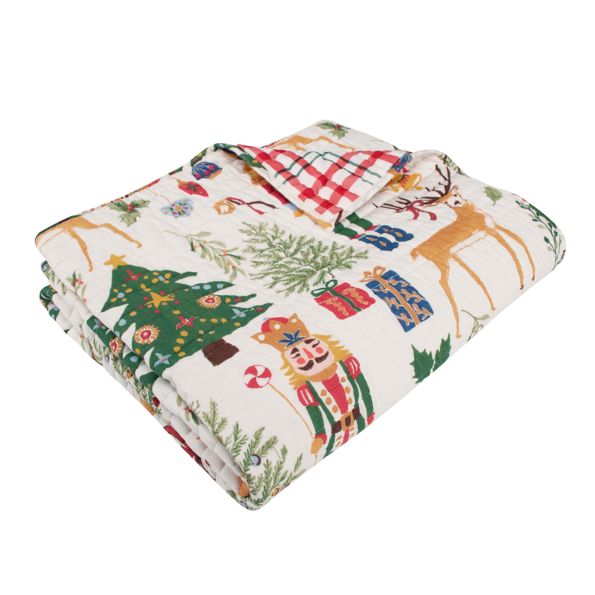 Cozy Nutcracker Quilted Throw Blanket - Christmas Holiday Plush Soft Warm Bedspread for Couch, Sofa & Bed - Perfect for Winter Decor, Gift & Home Decorating