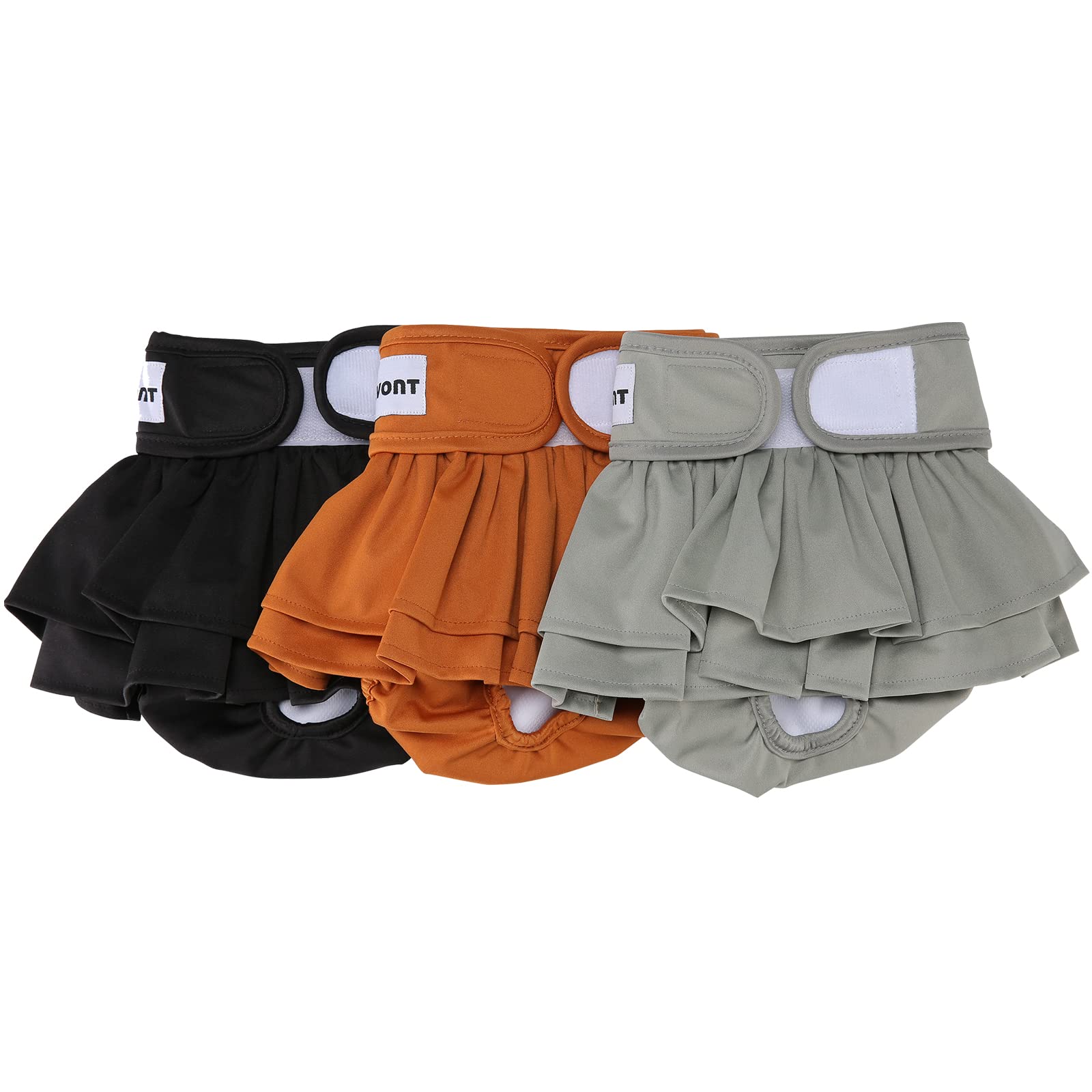 Avont 3 Pack Washable & Reusable Female Dog Diapers for Heat Cycle, Incontinence - Soft & Comfortable Pet Diaper Cover with Adjustable Straps | Perfect for Small to Medium Dogs During Periods, Travel, or Post-Surgery Care