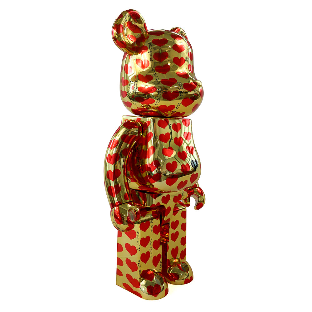 1000% Bearbrick Gold Heart Collectible Figure - Limited Edition Designer Art Toy for Display & Investment | Perfect for Home Decor, Office Collection, and Gift Giving
