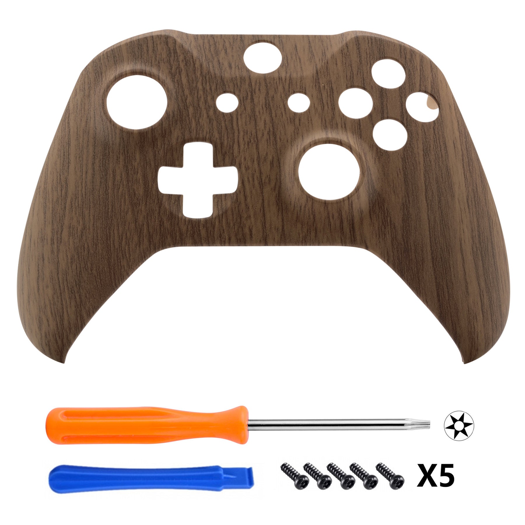 eXtremeRate Wood Grain Front Housing Shell Replacement for Xbox One X & S Controller (Model 1708) - Premium Custom Cover for Gaming Enthusiasts & DIY Modders - Perfect for Home Gaming, Esports & Controller Customization Projects