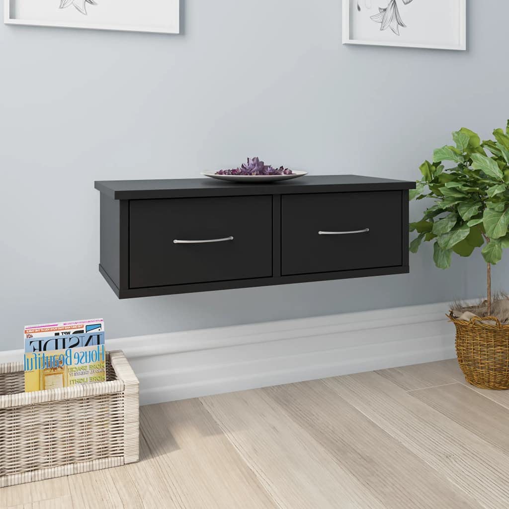 Yeacher Wall-Mounted Drawer Shelf - Black 23.6
